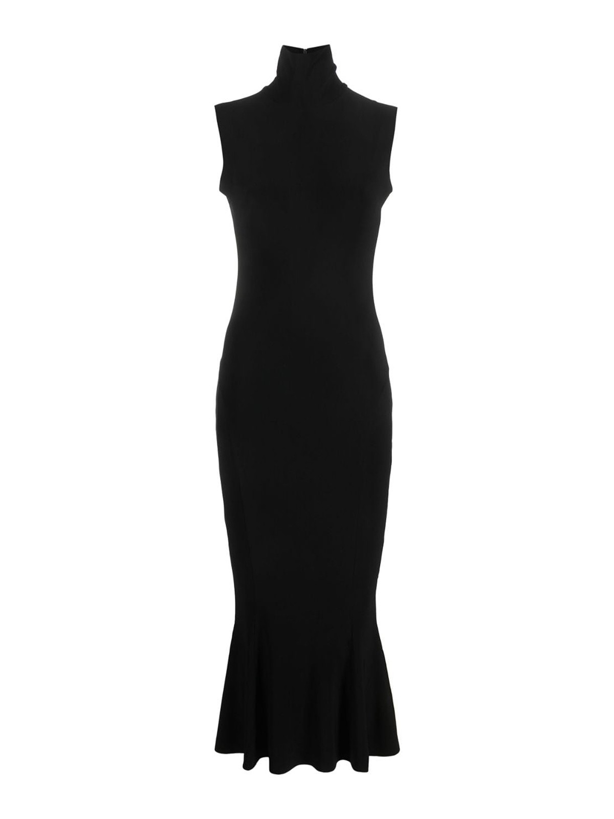 Shop Norma Kamali Sleeveless Turtle Fishtail Dress In Black