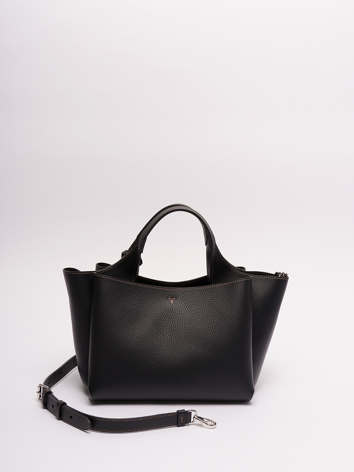 Shop Tod's Leather Bag With `t` Pendant In Black