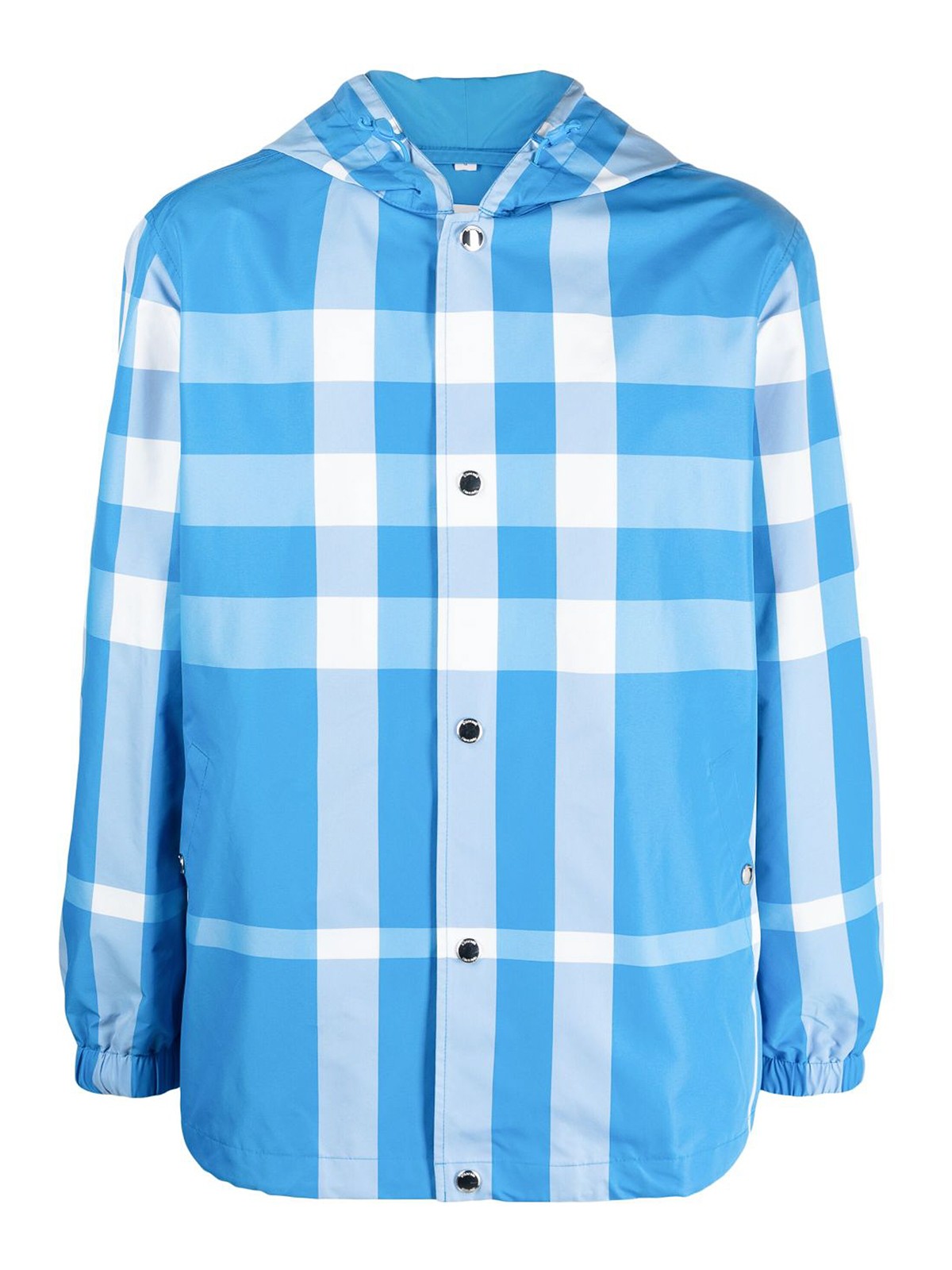 Burberry `elmhurts` hooded check puffer jacket - Blue | 8066807