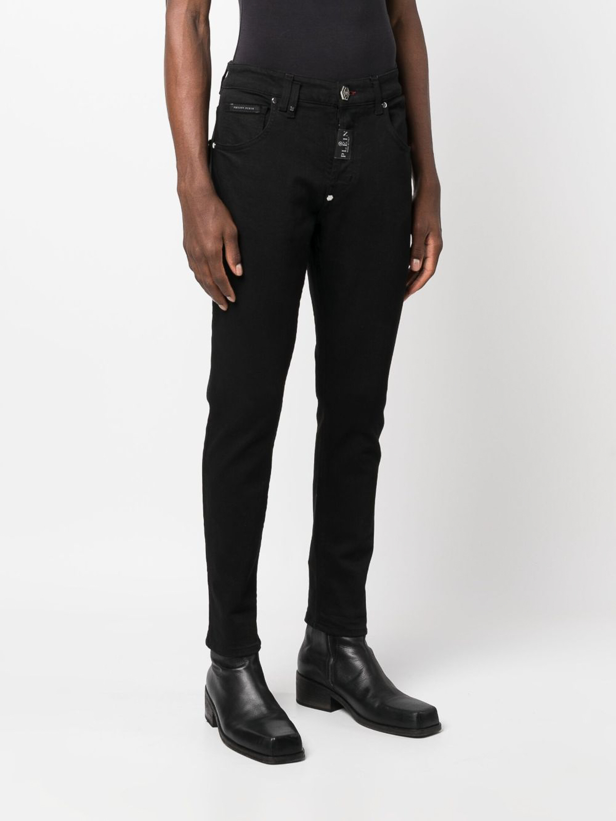 Shop Philipp Plein Skinny Fit Denim Pants In Black