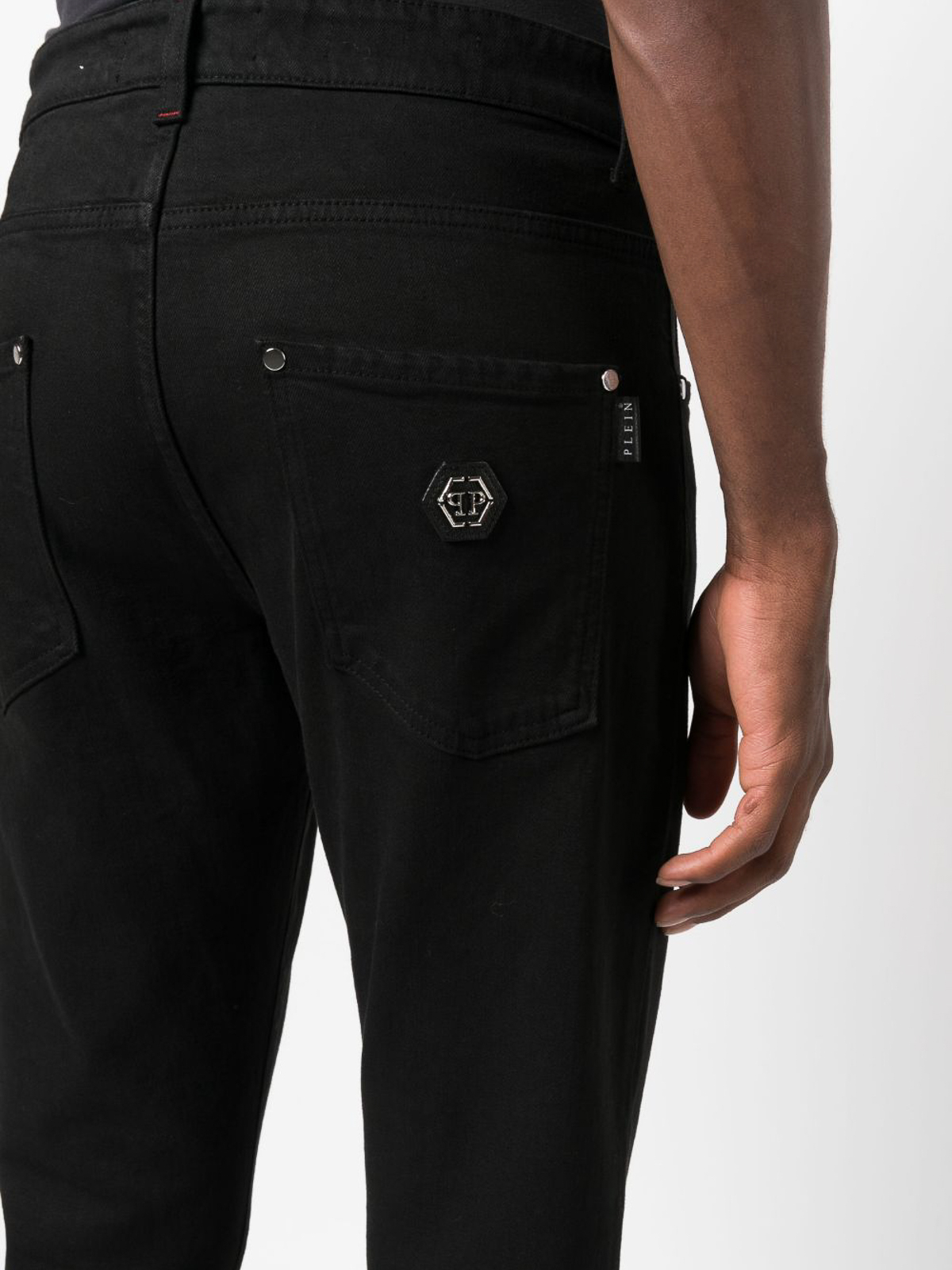 Shop Philipp Plein Skinny Fit Denim Pants In Black