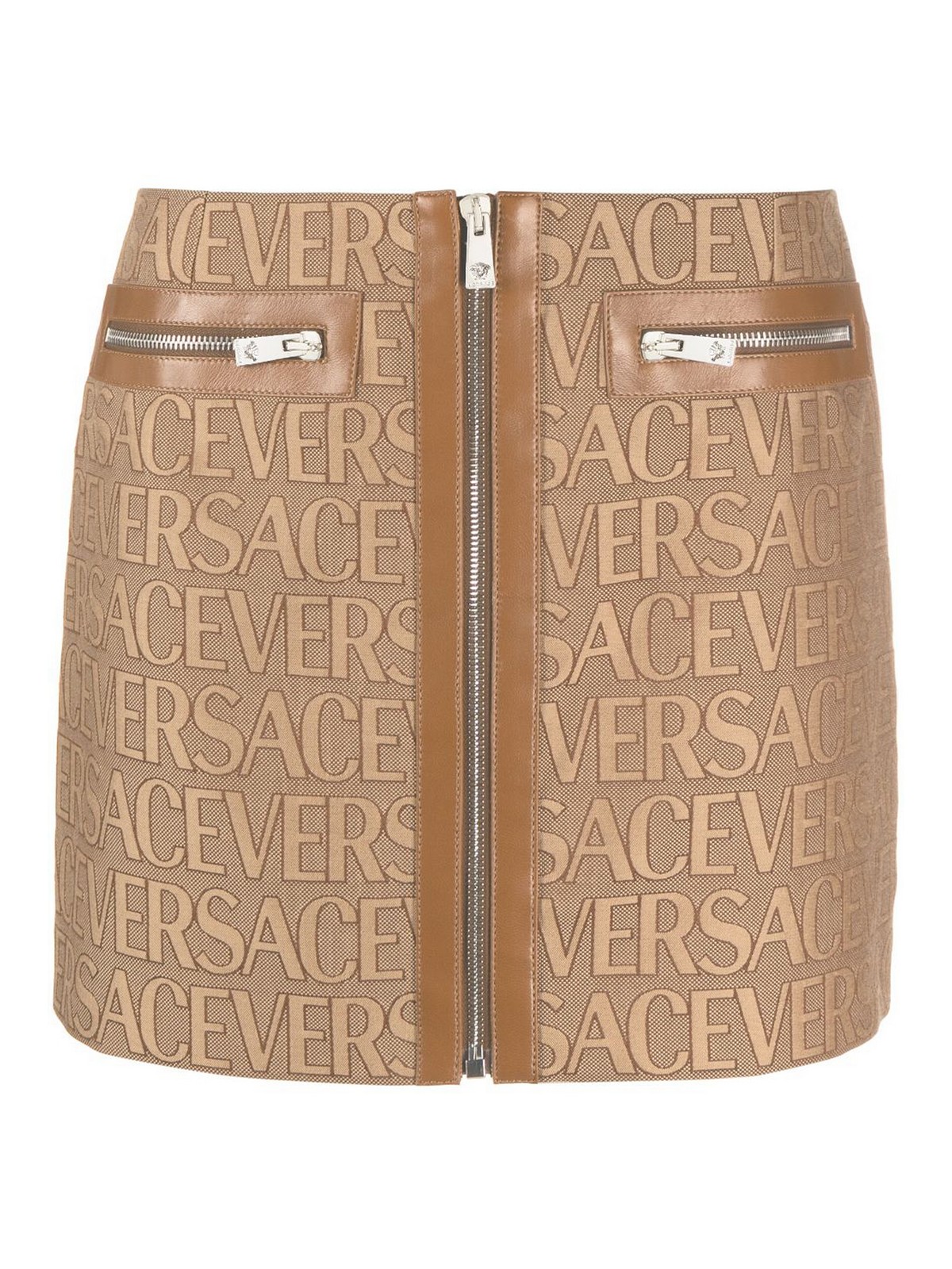 スカート VERSACE Woman Skirt Beige 10008291A11528 5K520 Versace Silk skirt a-line pleated printed | The Fashion Square