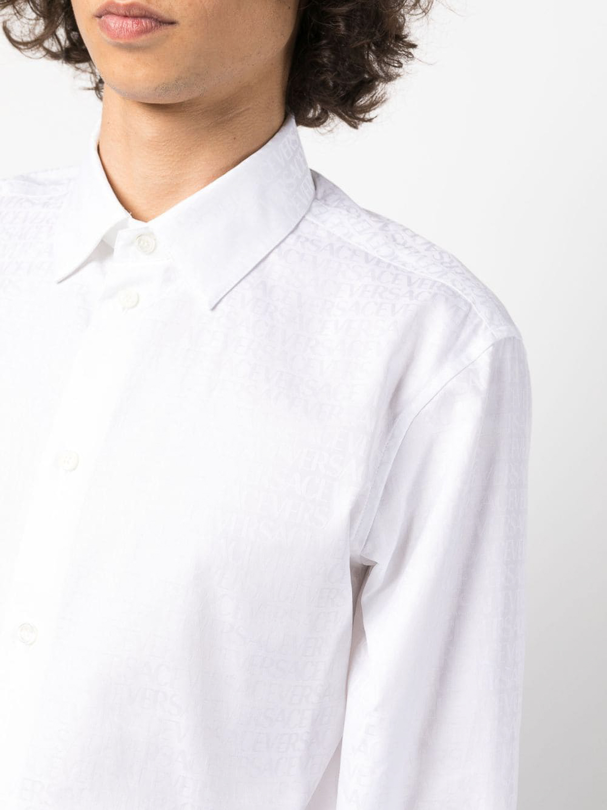 Shop Versace ` All Over` Informal Shirt In Blanco