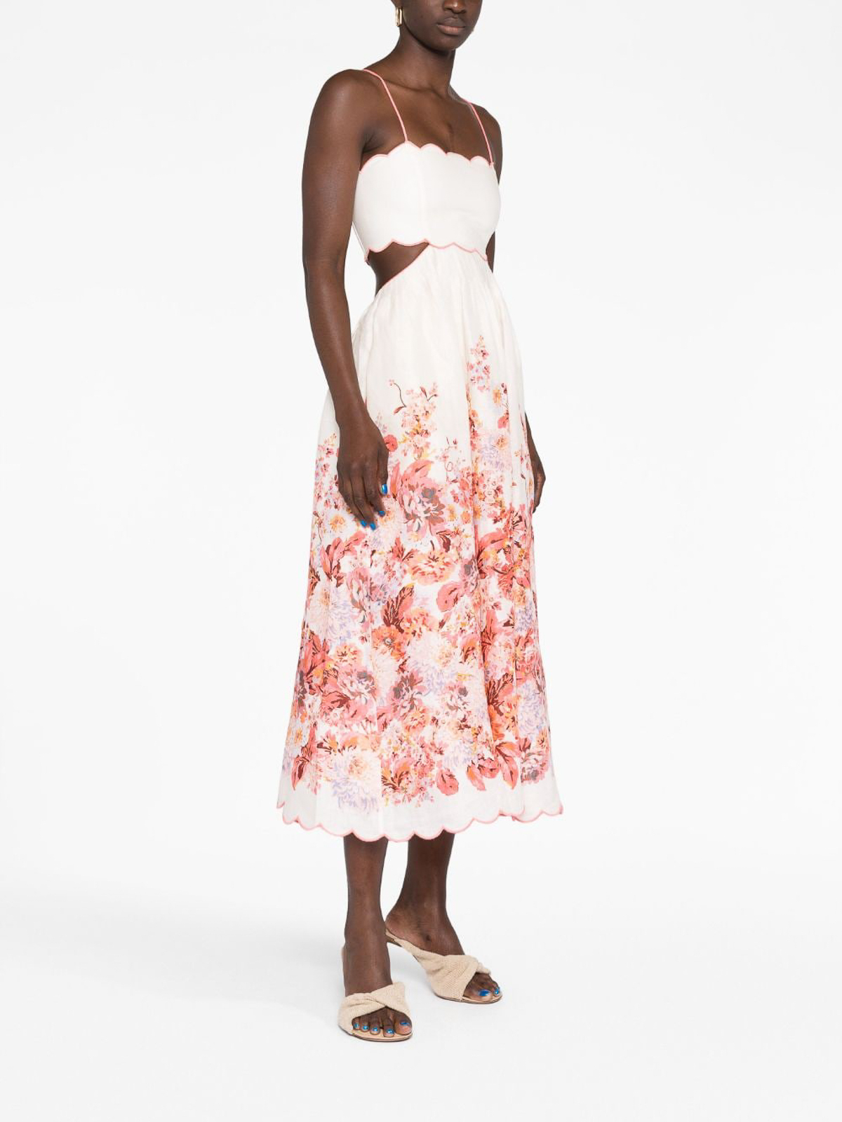 Zimmermann `devi scallop` midi dress - Cream|1760DSS231CRF