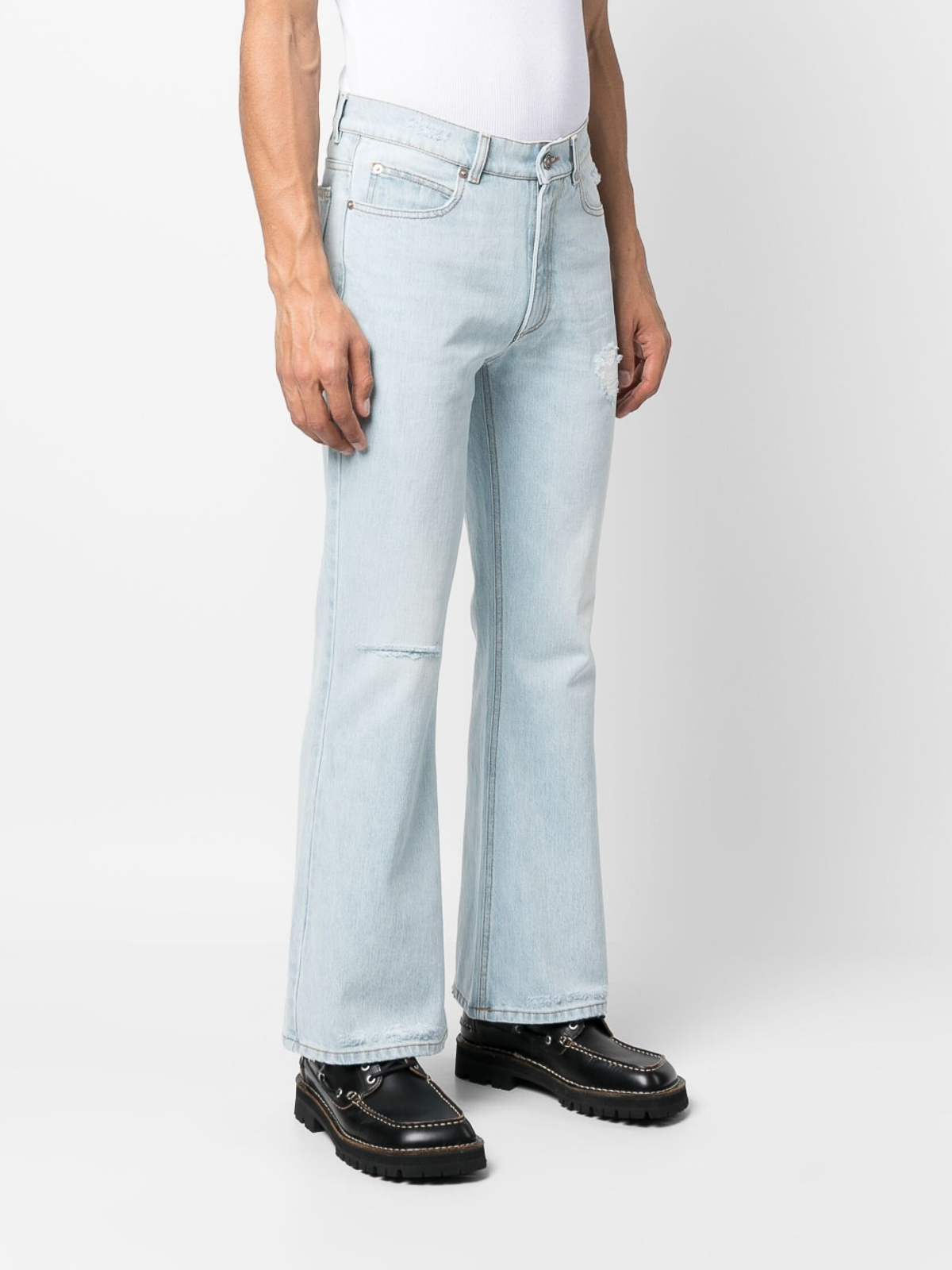 Grunt Faded Blue Straight Fit Distressed Denim Jeans | GREFEJ-101 |  Cilory.com