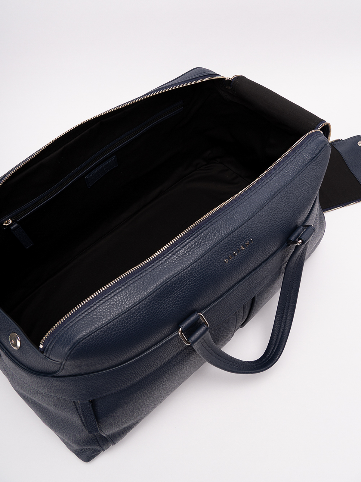 Shop Orciani `micron` Leather Holdall In Azul Oscuro
