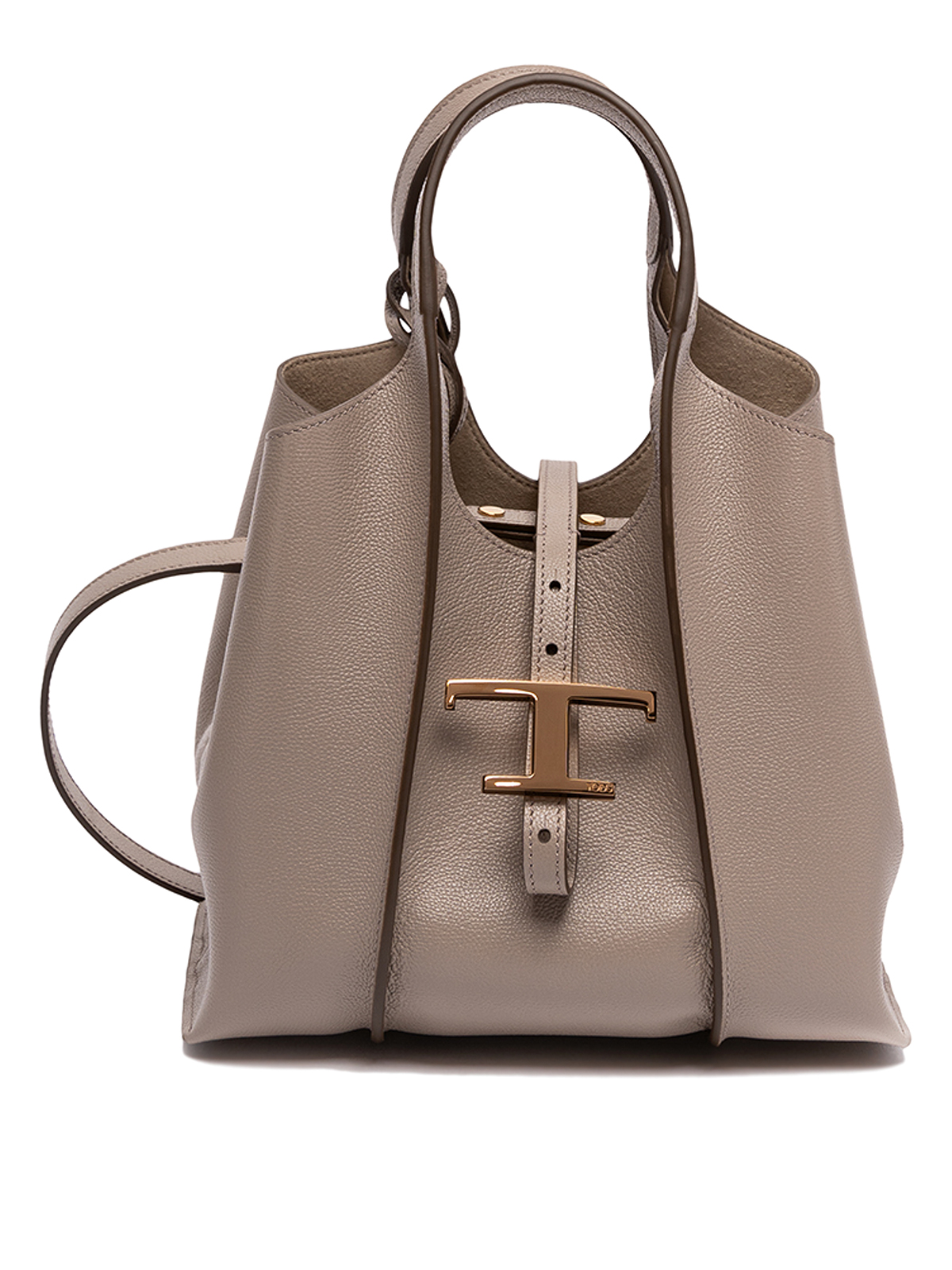 Woman GREY T Timeless Shopping Bag in Leather Mini