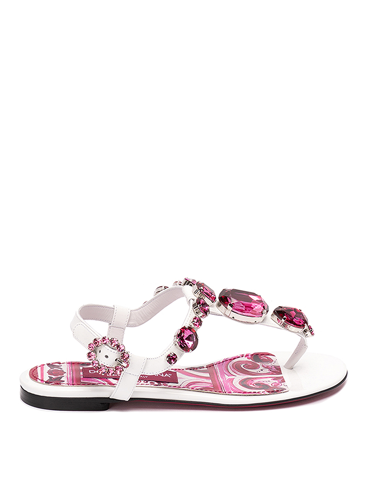 Dolce & Gabbana Leather Thong Sandals In Beis