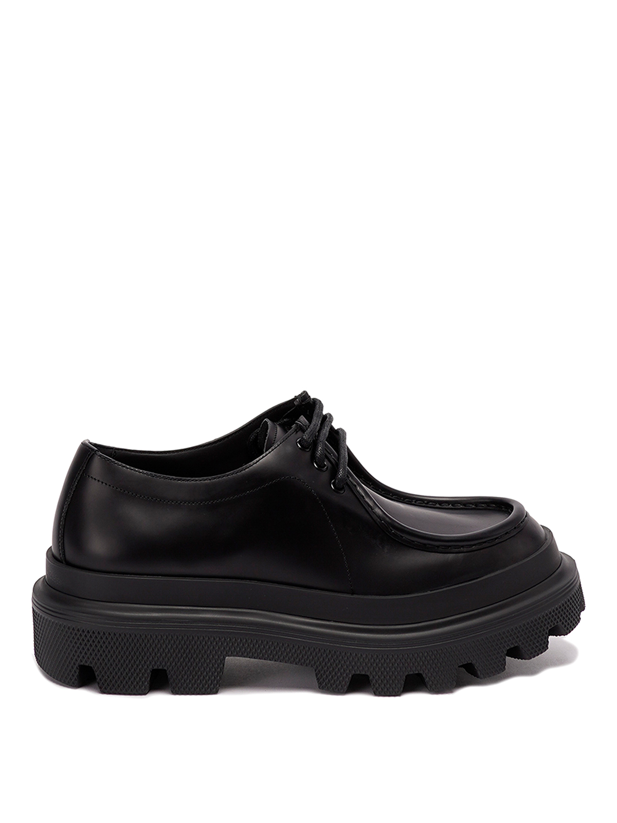 Shop Dolce & Gabbana Brushed Leather `trek` Derby Shoes In Negro