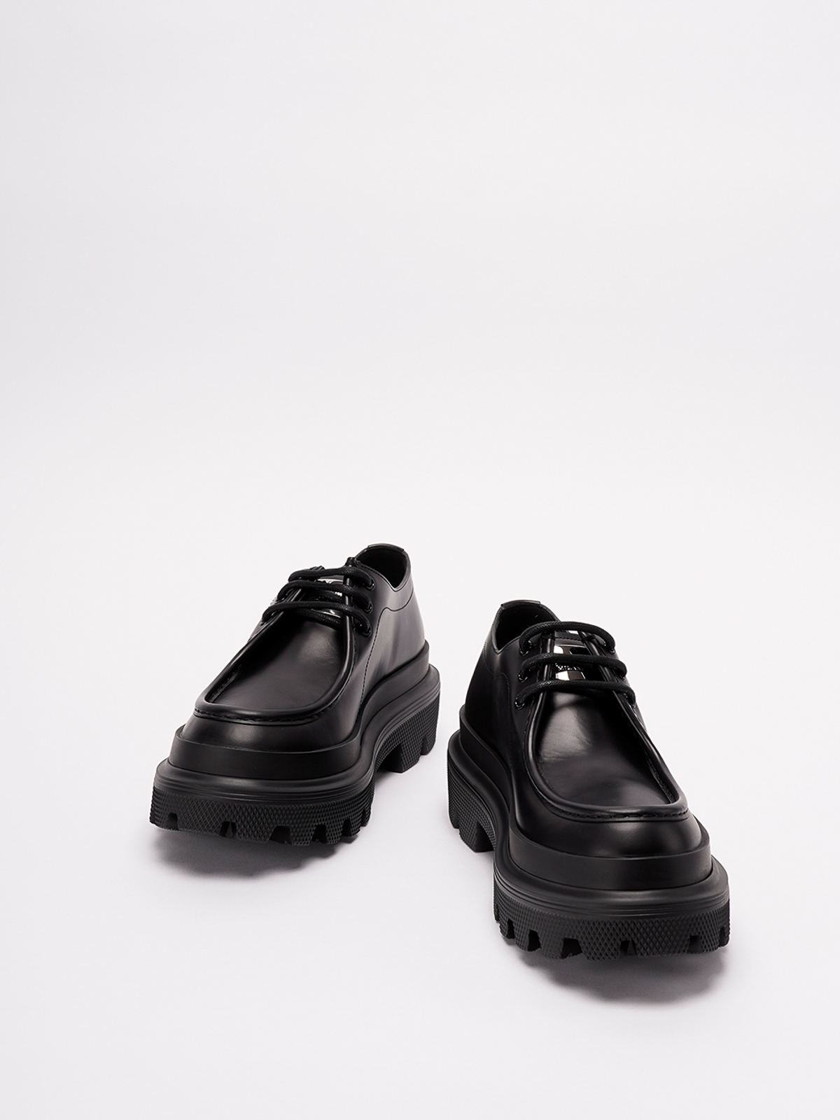 Shop Dolce & Gabbana Brushed Leather `trek` Derby Shoes In Negro