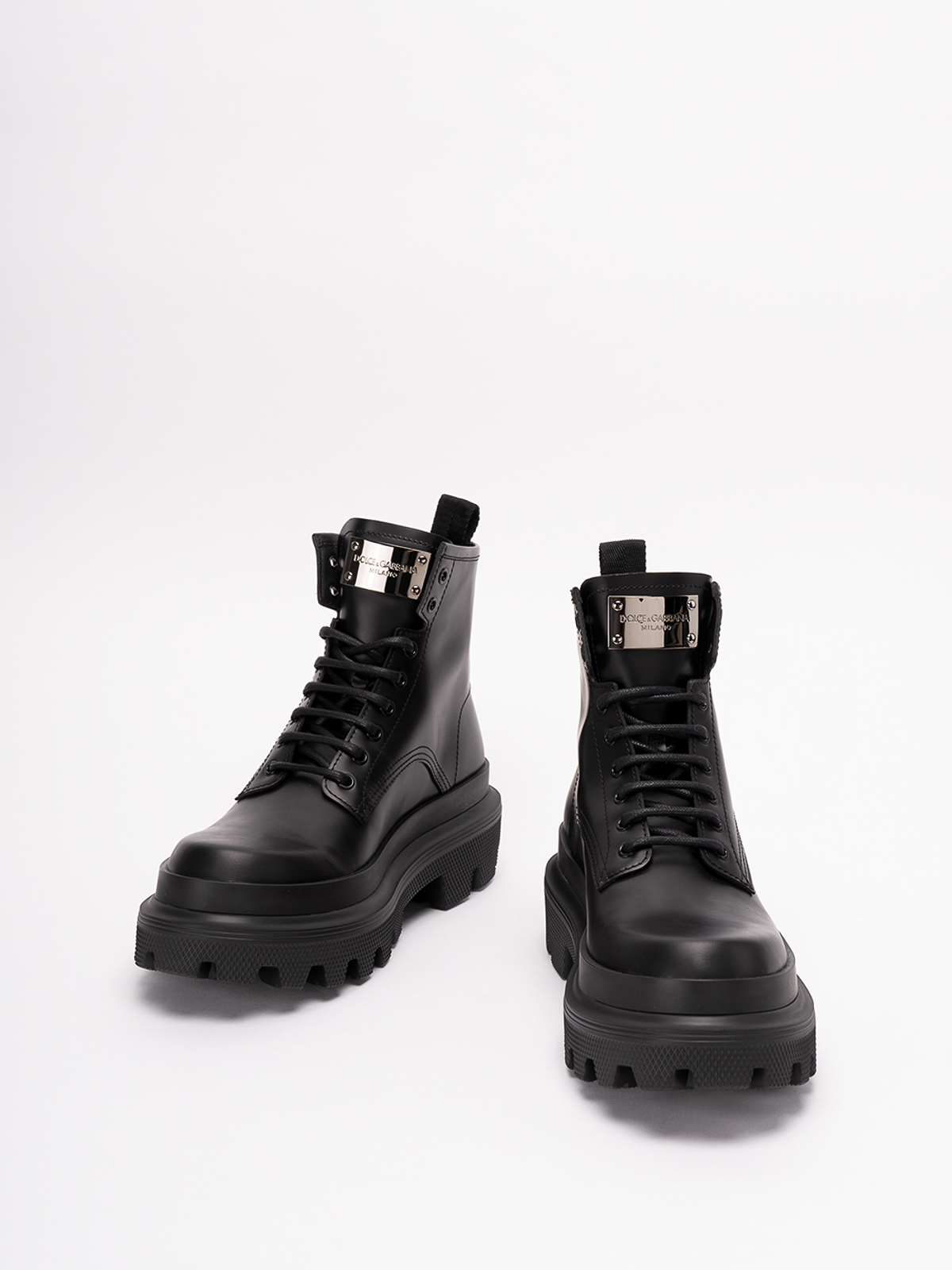 Dolce & Gabbana Platform Leather Combat Boots | Black | FARFETCH