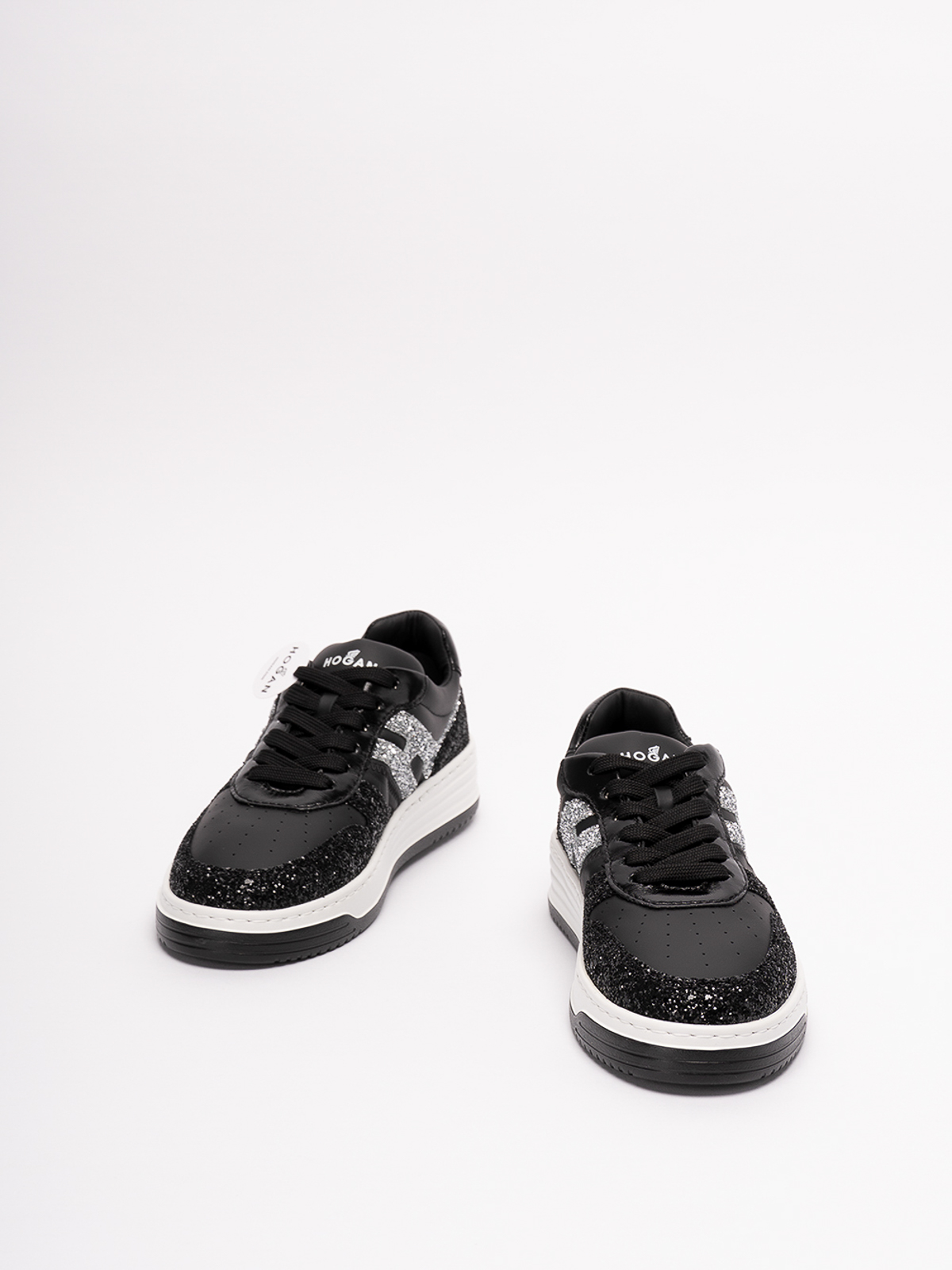 Shop Hogan `h630` Leather Sneakers In Negro