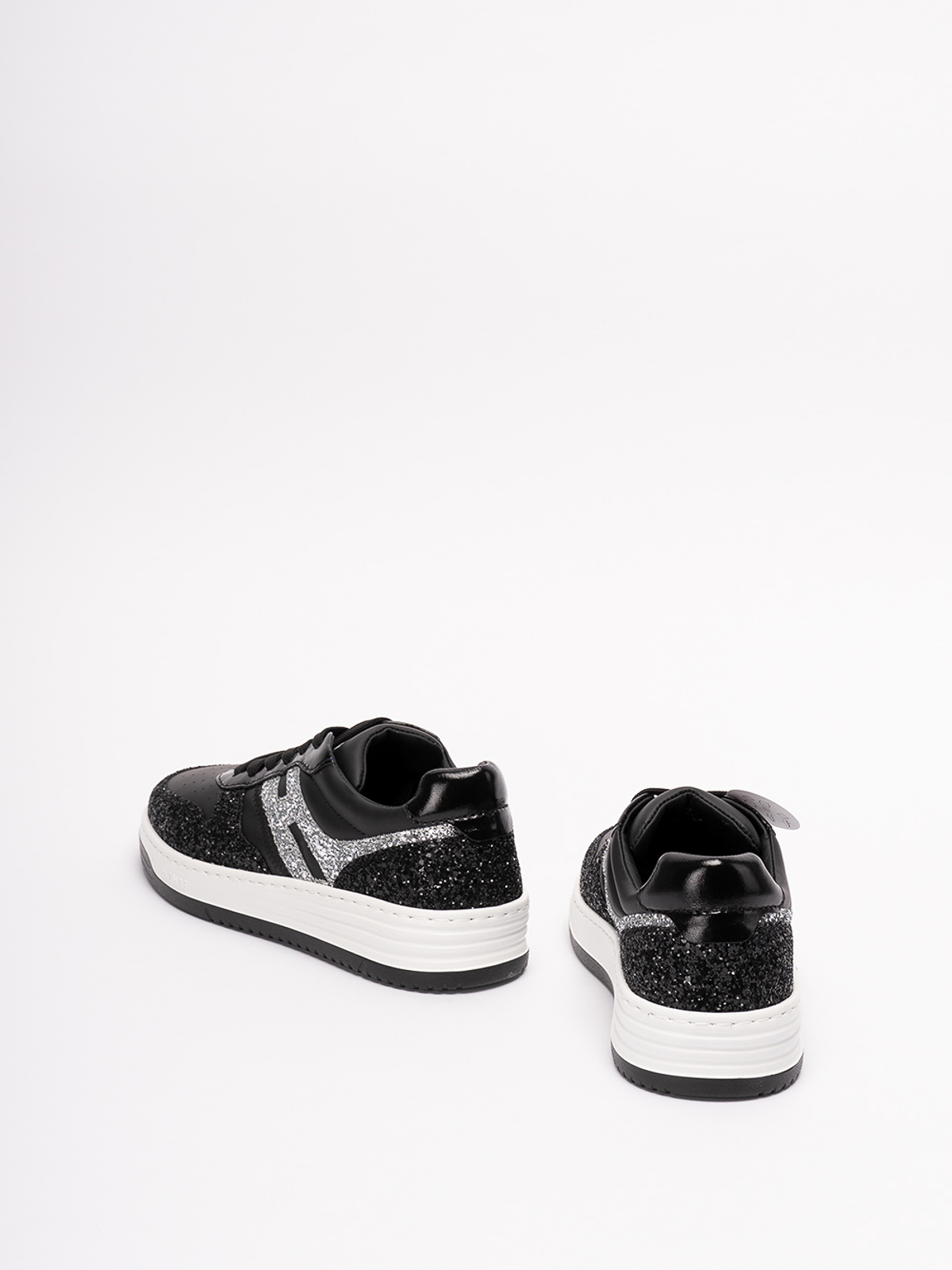 Shop Hogan `h630` Leather Sneakers In Negro