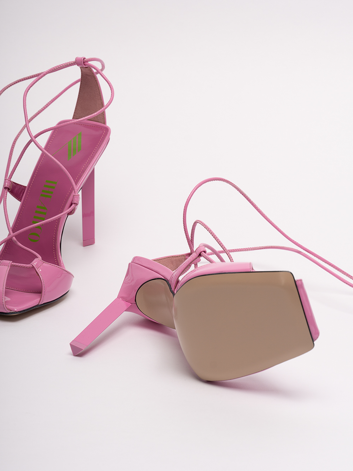 Shop Attico `adele` Lace-up Pumps In Light Pink