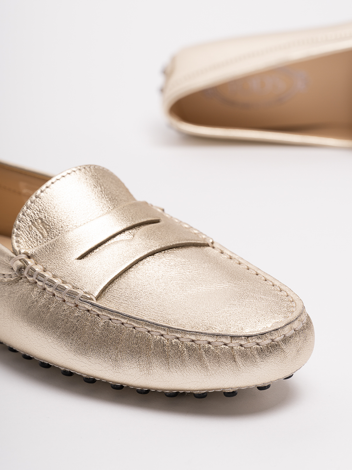 Shop Tod's `gommini` Leather Loafers In White