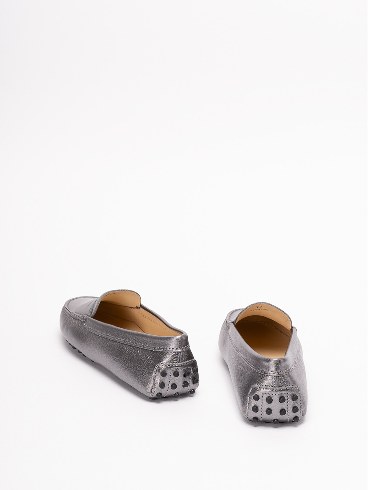 Shop Tod's `gommini` Leather Loafers In Plata