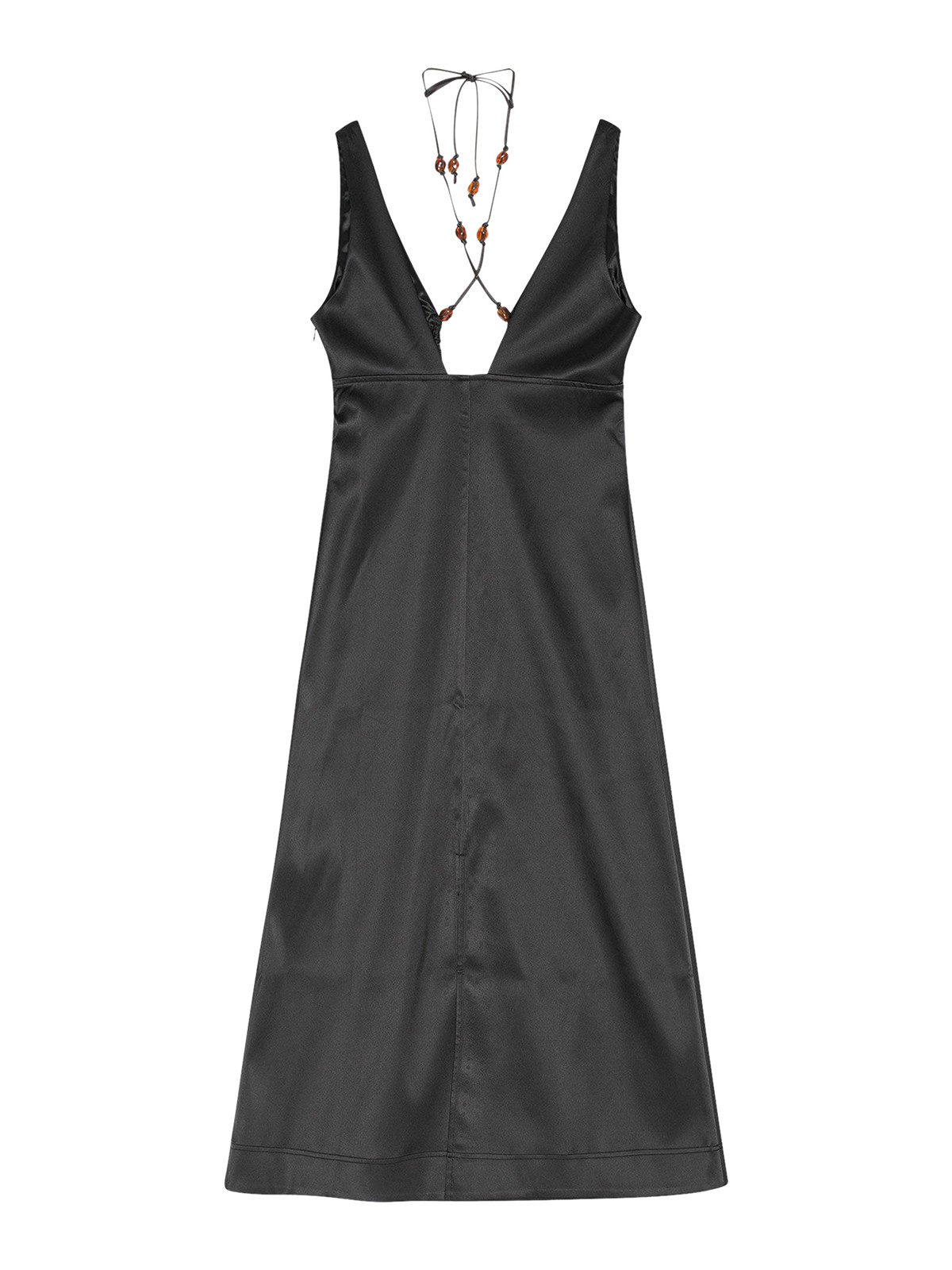 Shop Ganni Double Satin Halter-neck Dress In Negro