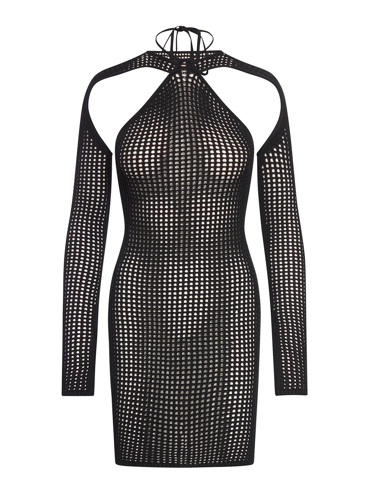 red halter bodycon dress Red Beaded Halter Mini Dress – KUJTA & MERI main image 1