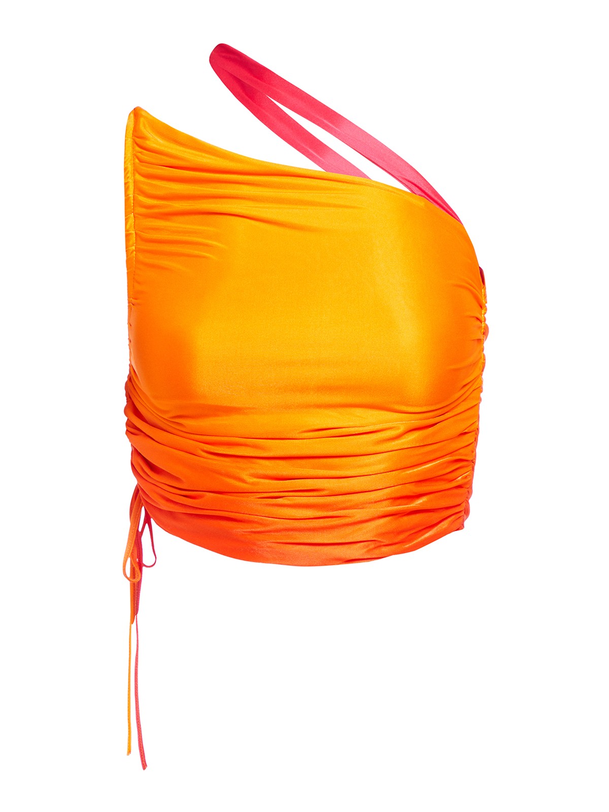 Andreädamo Draped Jersey One-shoulder Top In Orange