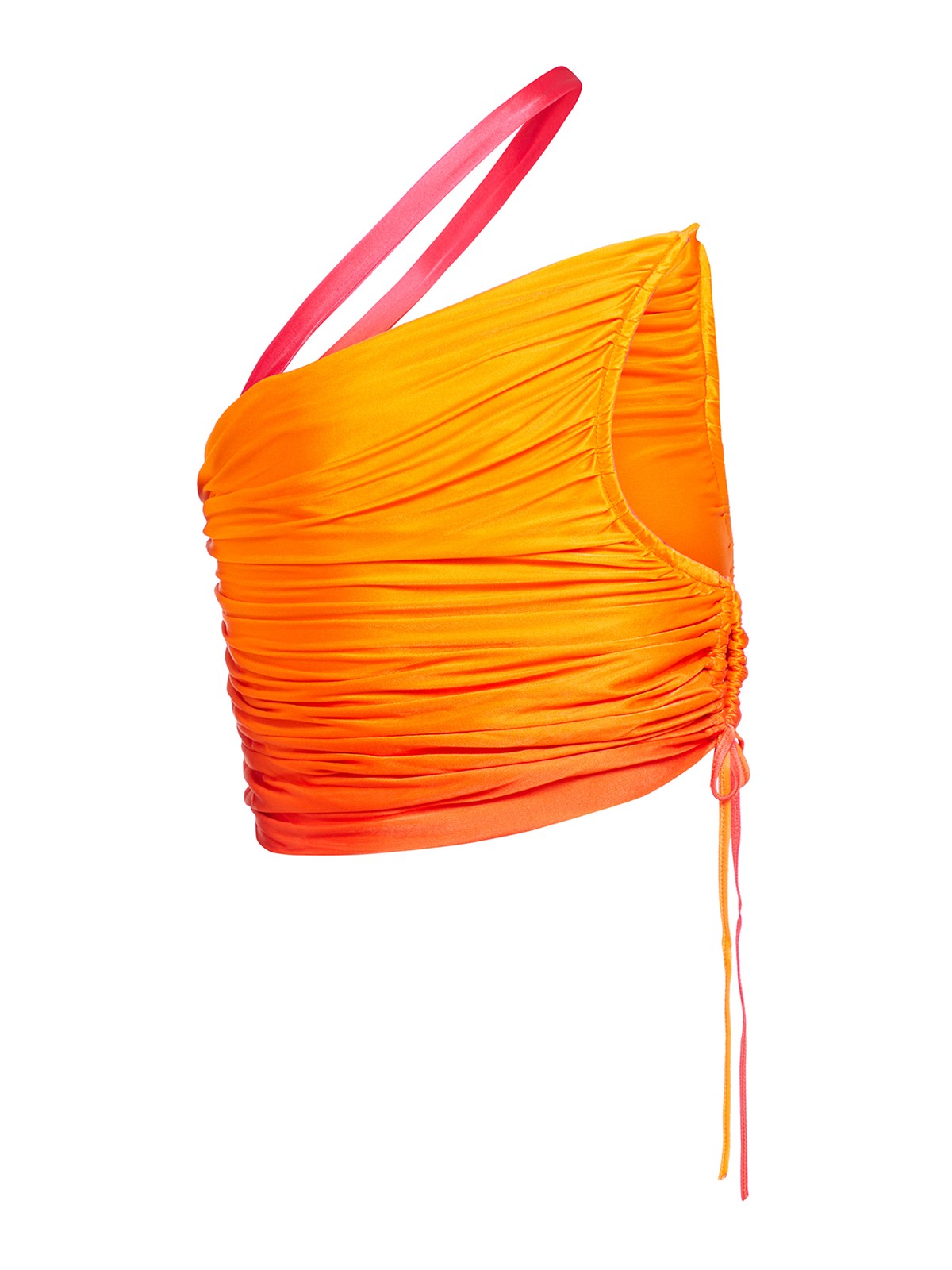 Shop Andreädamo Printed Draped Jersey Mono Shoulder Crop In Orange