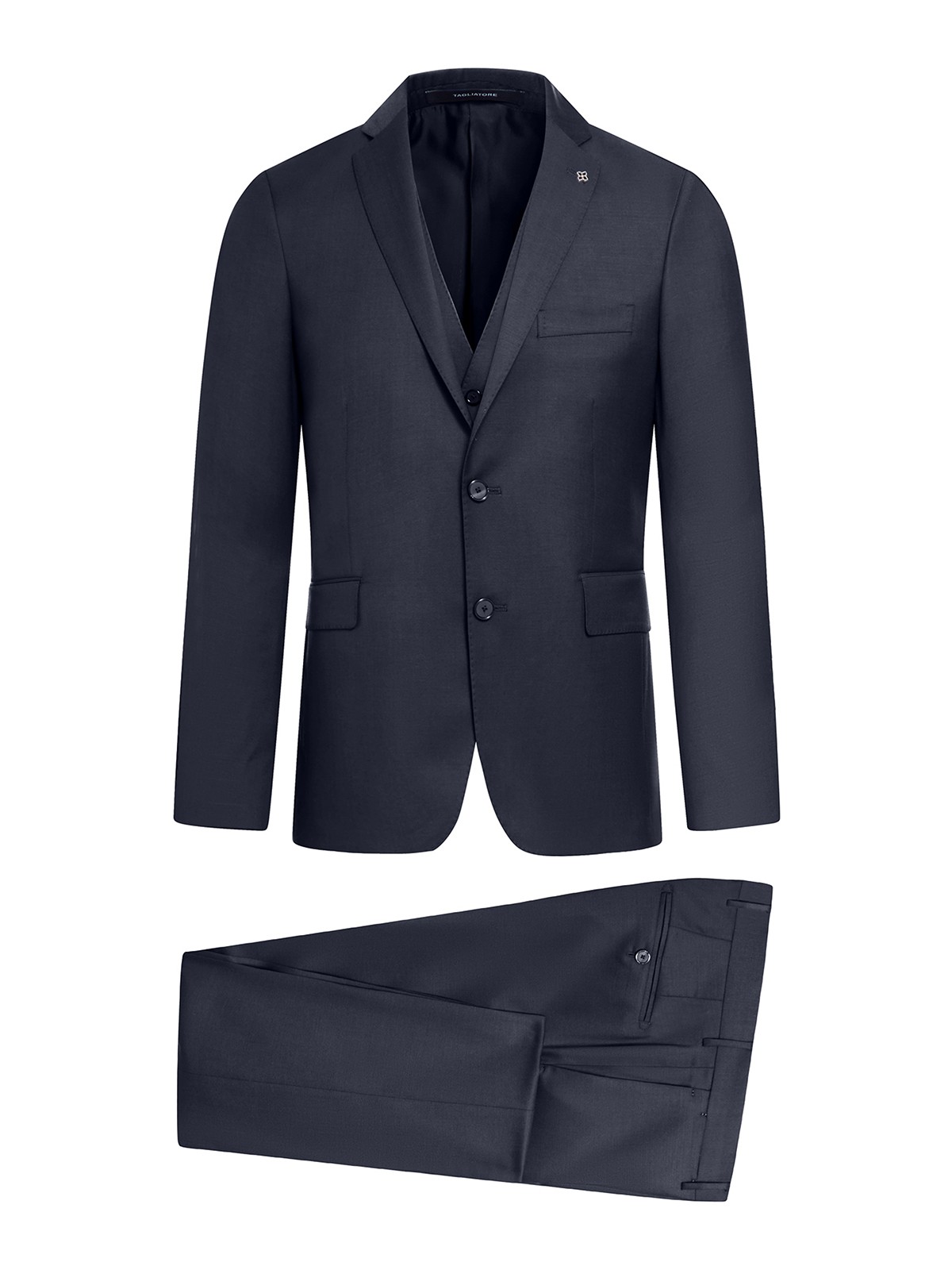 Shop Tagliatore Bruce Jacket Suit With Vest In Azul Oscuro