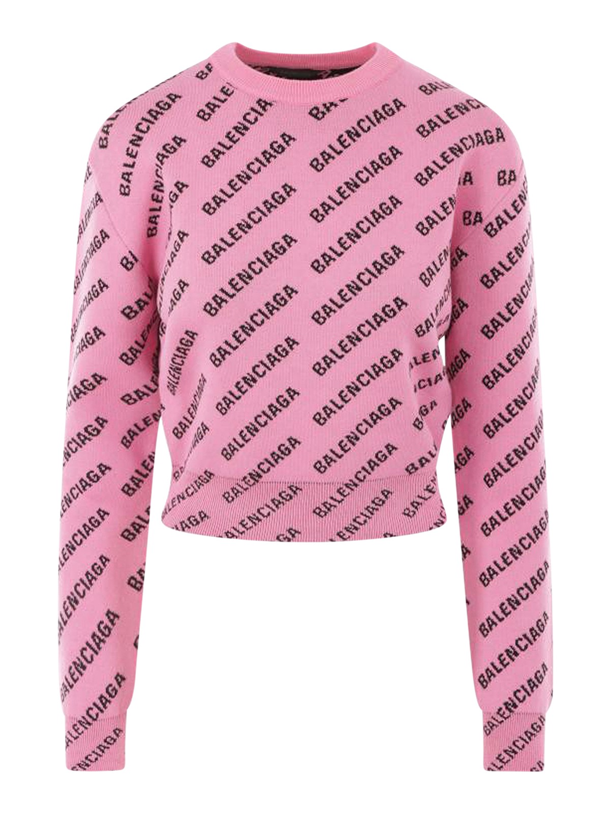 Shop Balenciaga Cropped Sweater In Pink