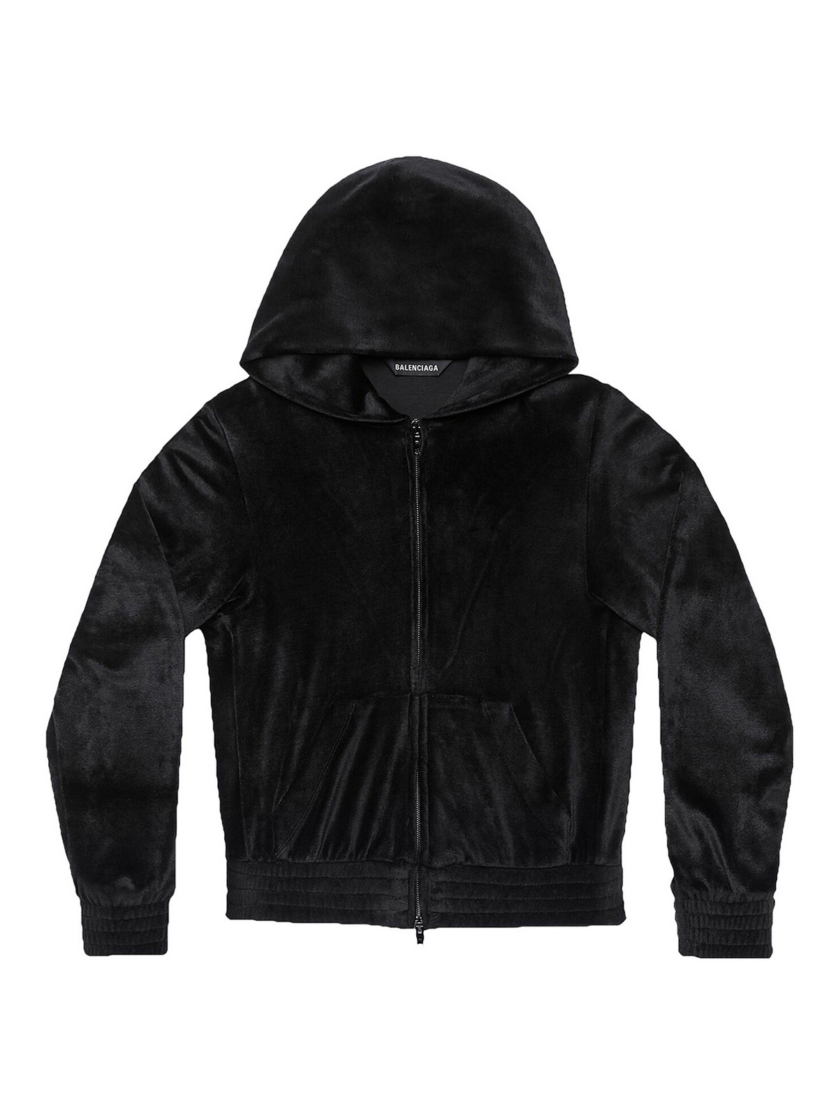 Shop Balenciaga Fitted Zip Up Hoodie In Black