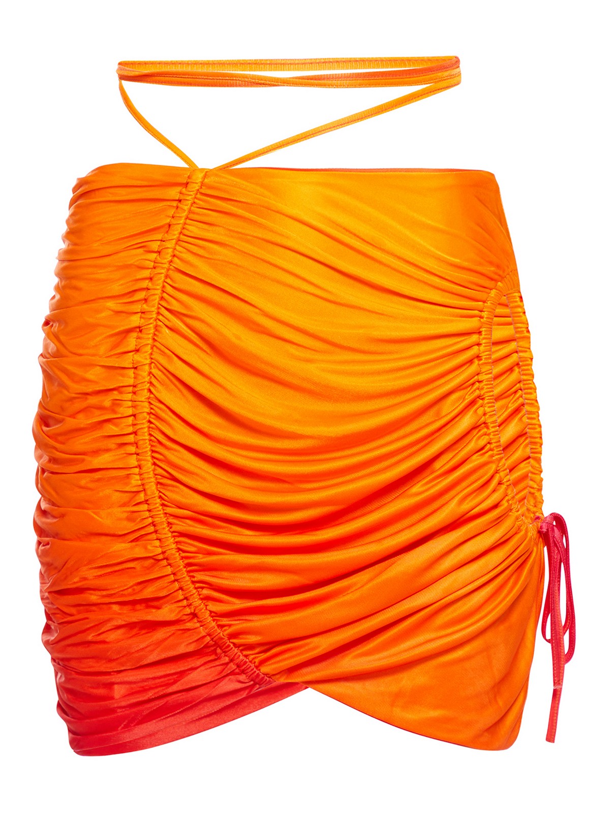Andreädamo Gradient Gathered-detail Mini Skirt In Orange