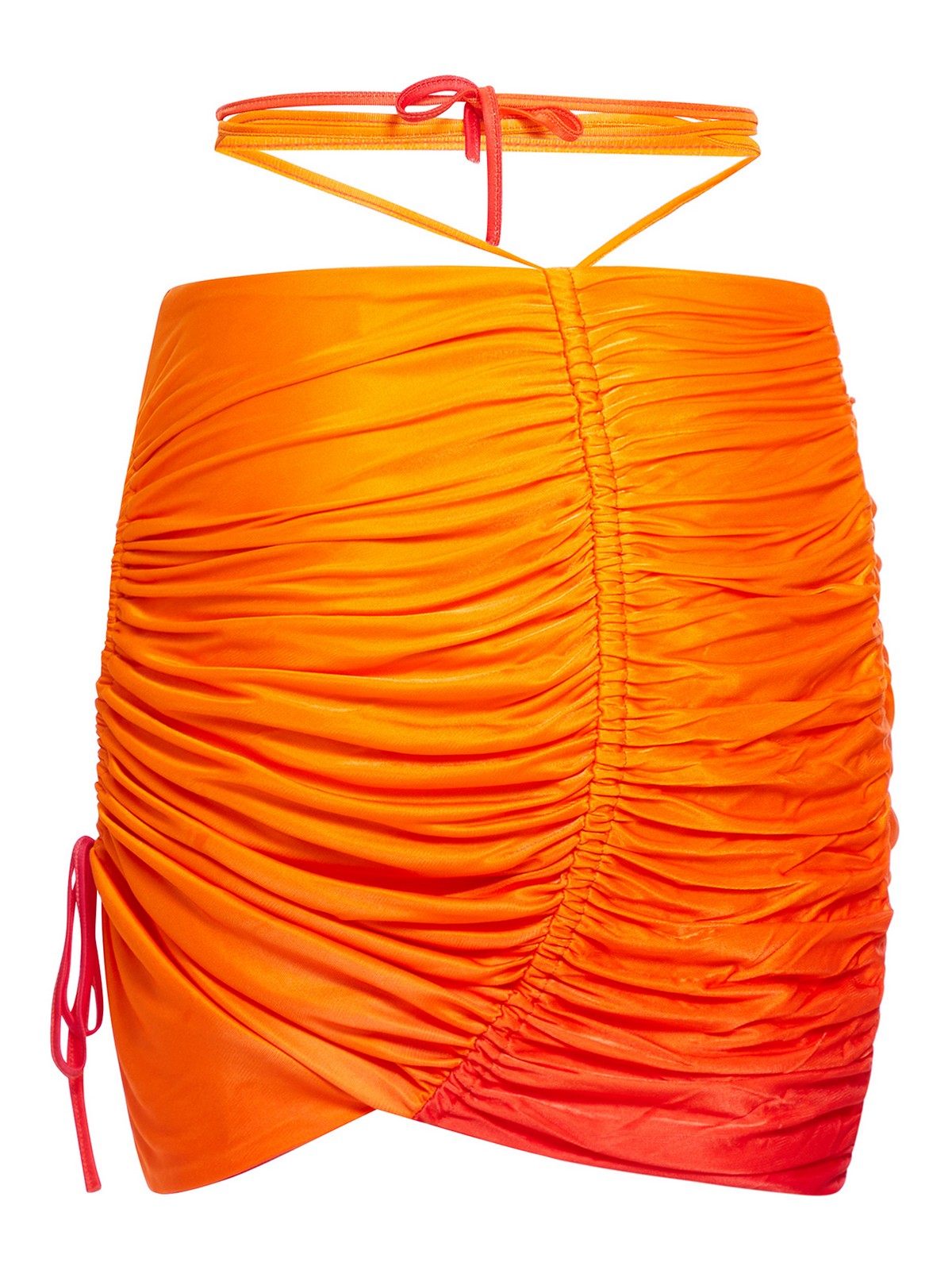 Shop Andreädamo Printed Draped Jersey Mini Skirt With Cu In Orange