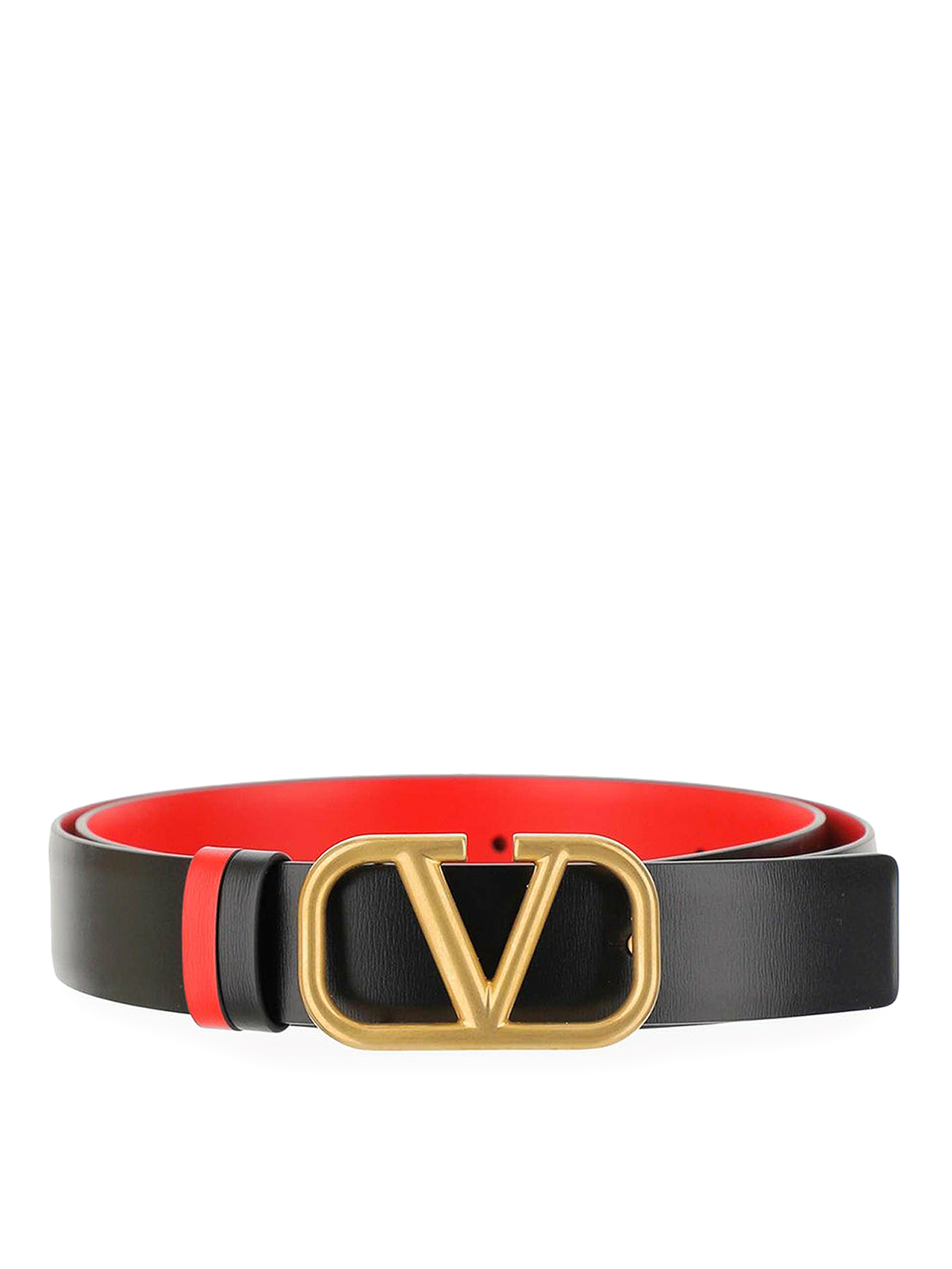 Valentino Garavani Vlogo 30mm Reversible Leather Belt In Black