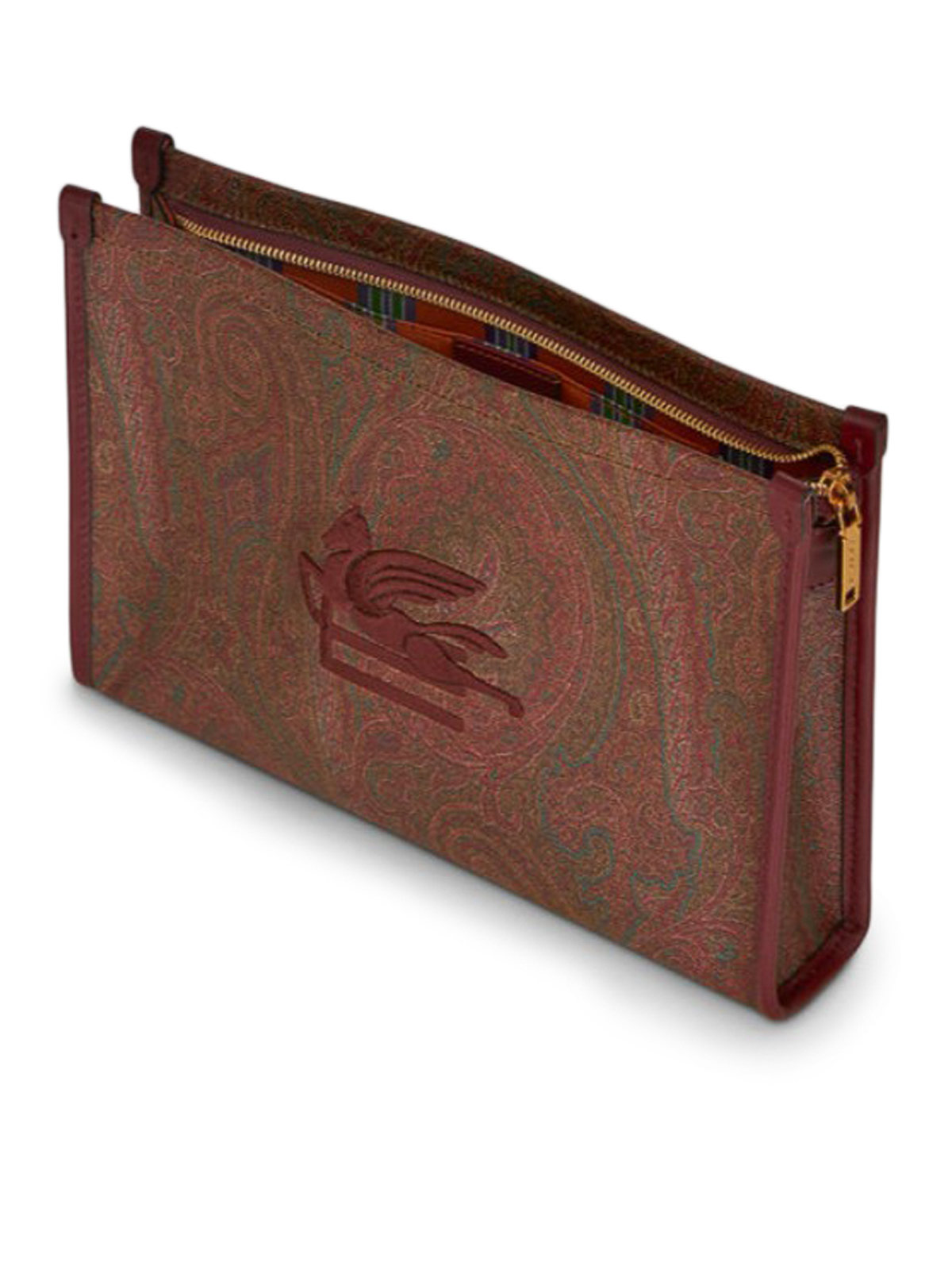 Shop Etro Logo Clutch In Multicolour