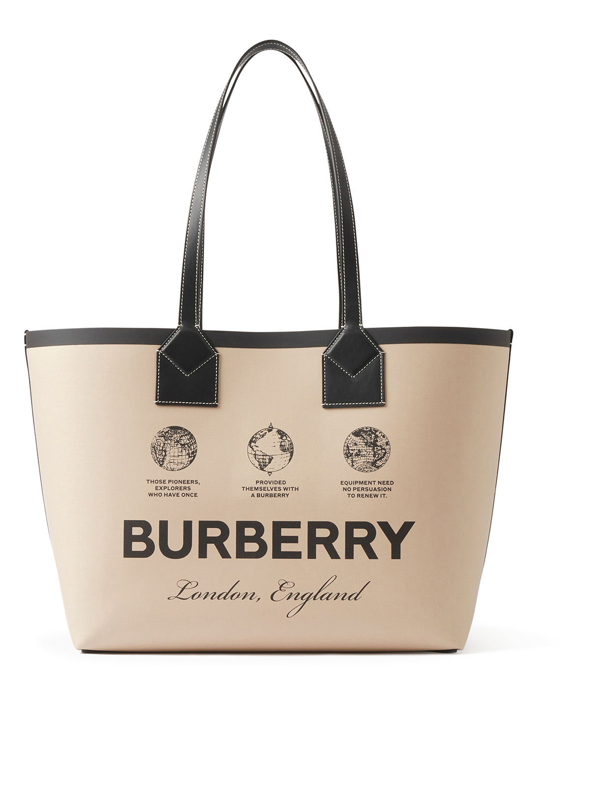 Burberry Leather Tote In Beige