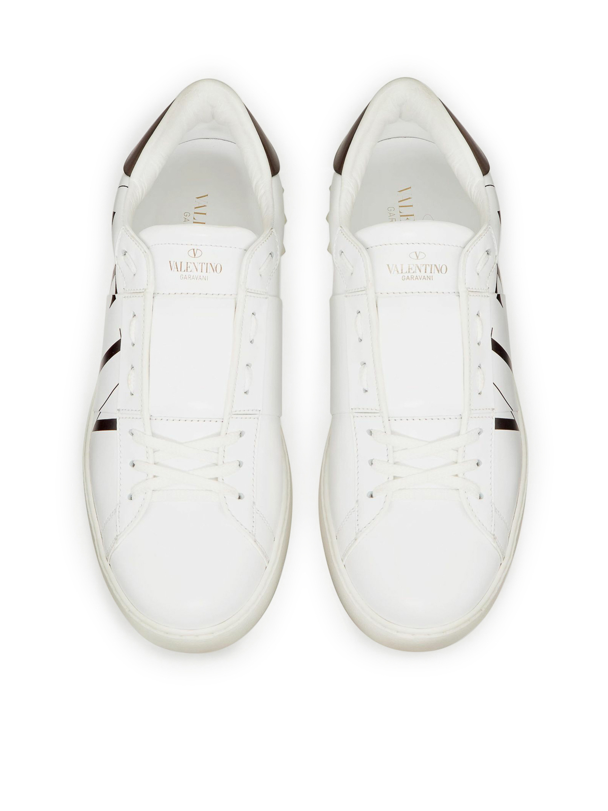 Shop Valentino Leather Sneakers In Negro
