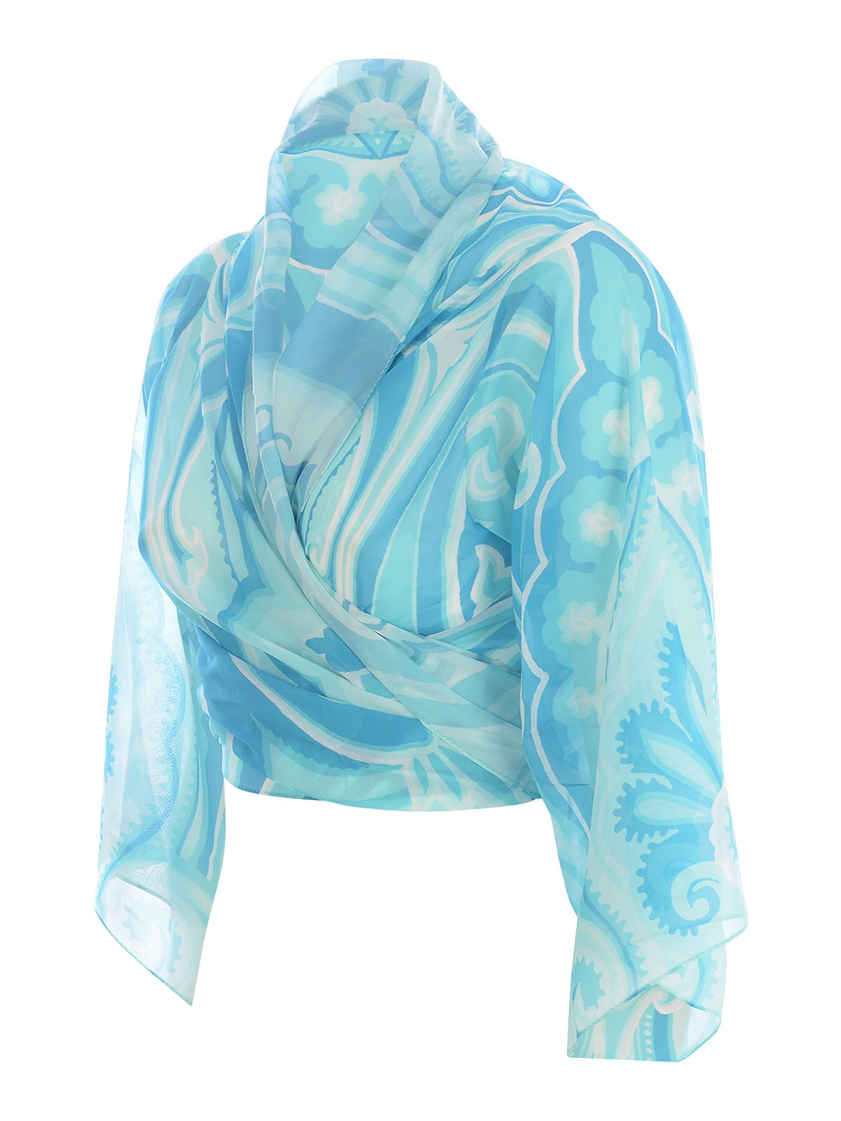Shop Etro Shawl In Silk In Blue