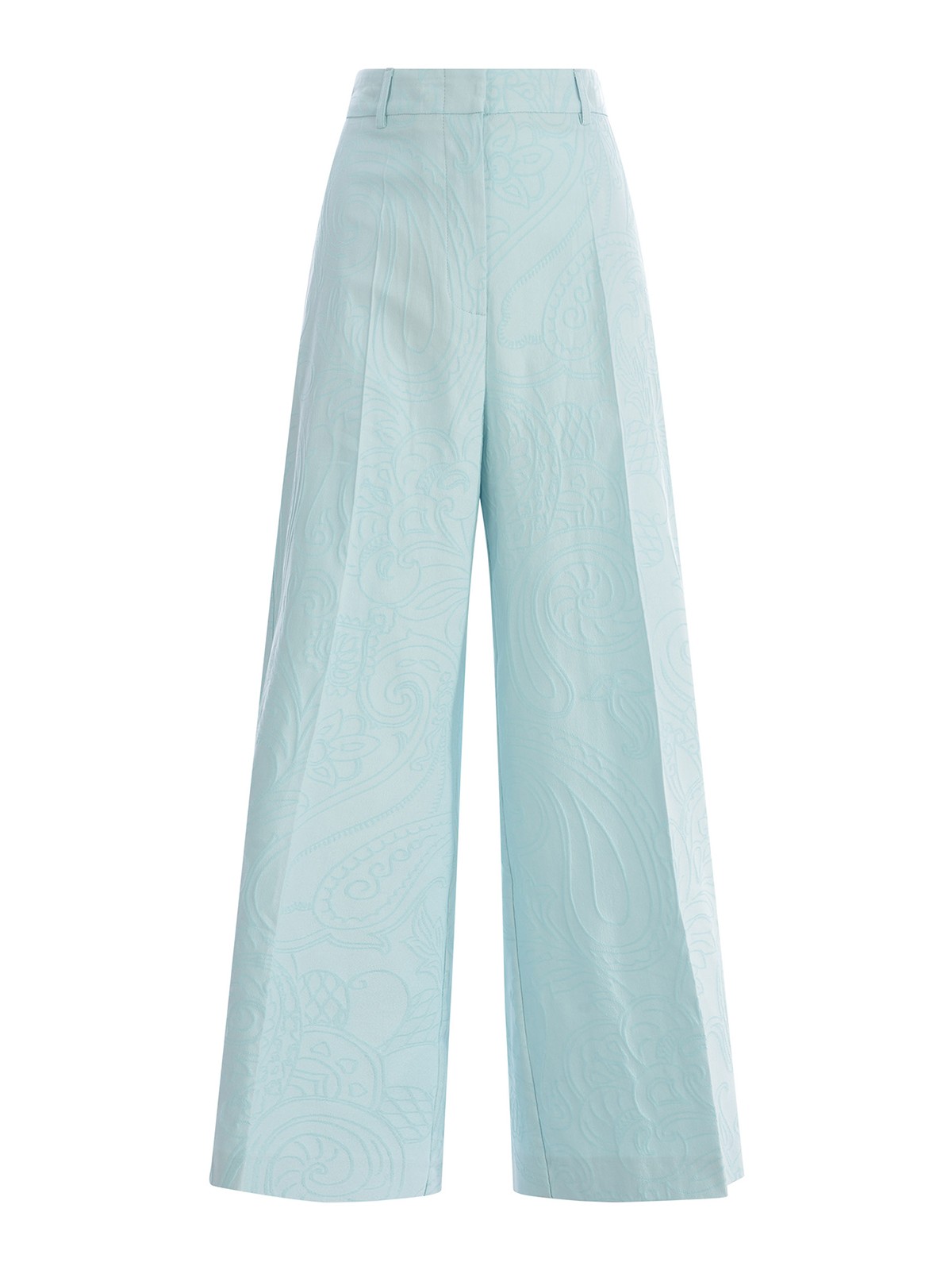 Shop Etro Jacquard Trousers   In Stretch Cotton In Light Blue