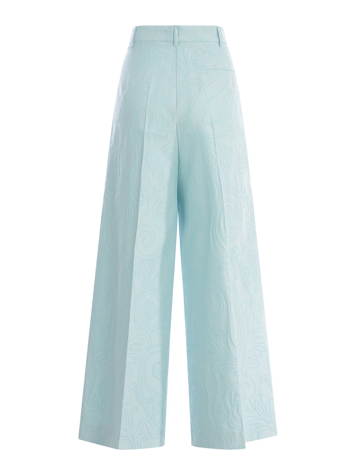 Shop Etro Jacquard Trousers   In Stretch Cotton In Light Blue