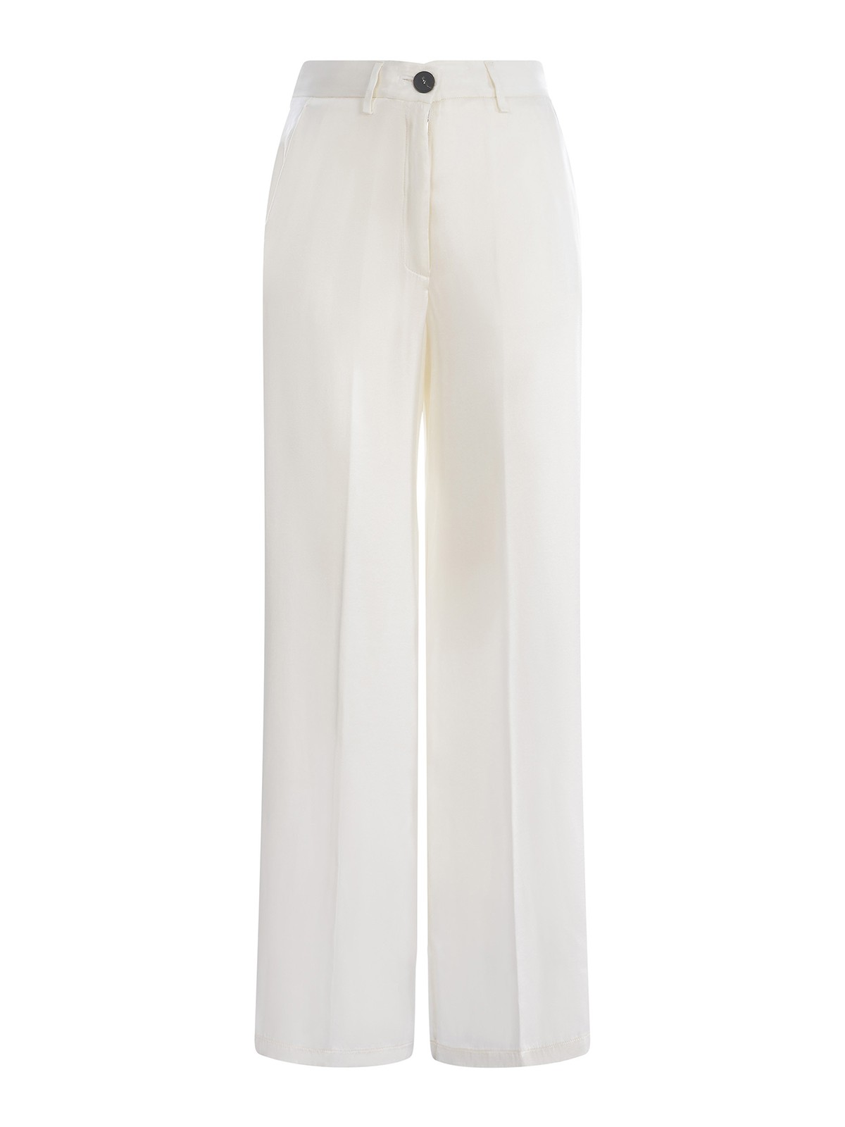 Shop Forte Forte Trousers   In Silk Satin In White