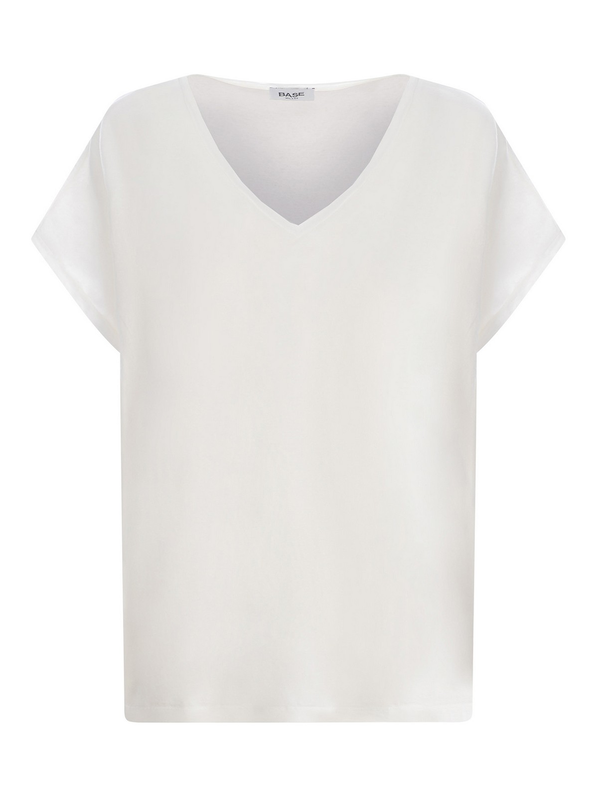Base T-shirt  Milano In Stretch Linen In White