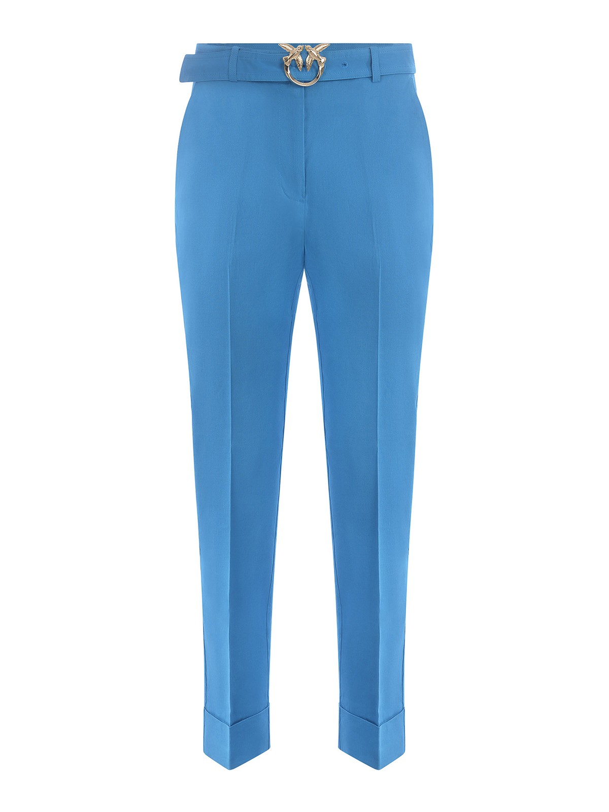 Shop Pinko Trousers   In Stretch Linen In Blue