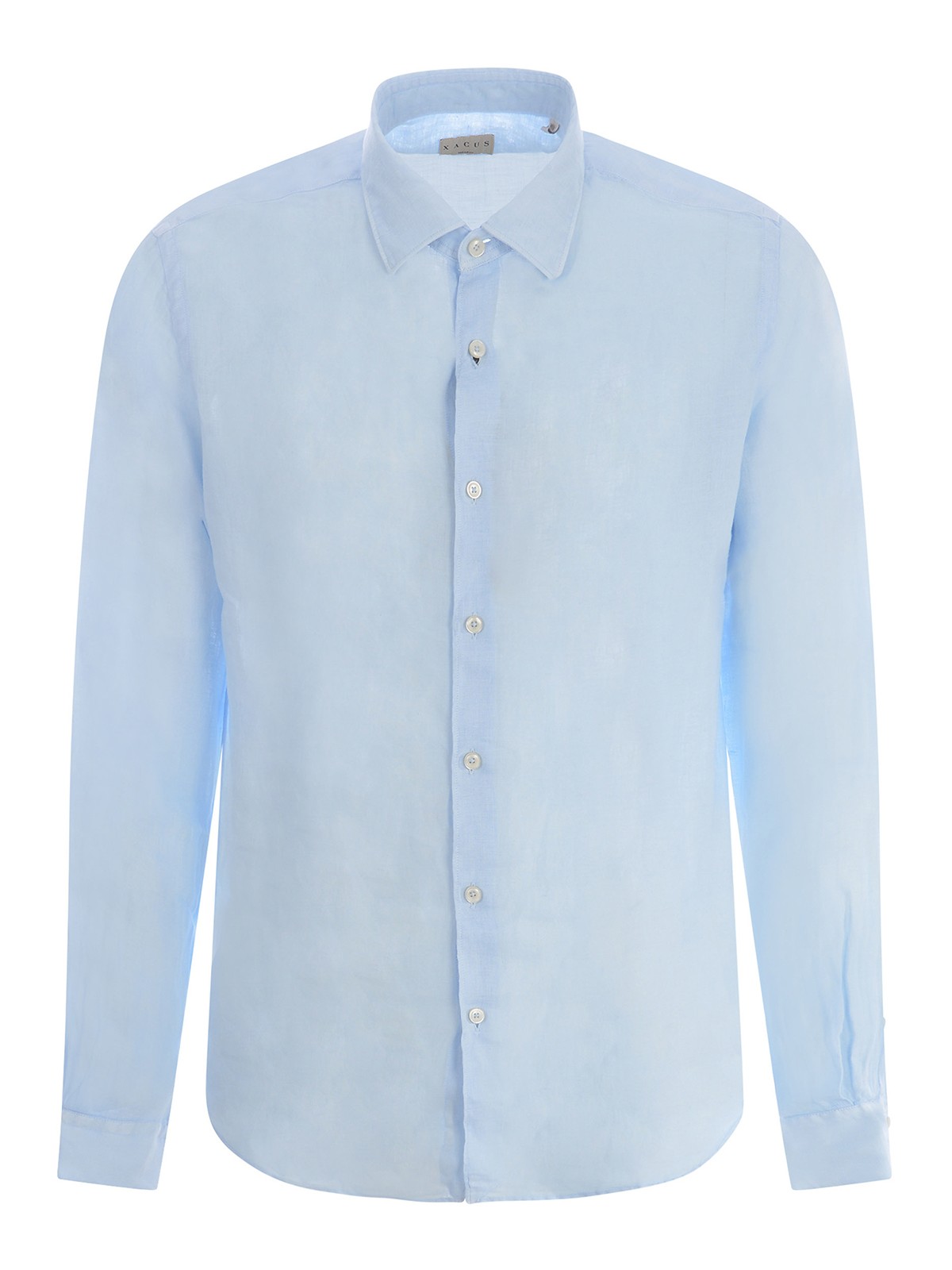 Shop Xacus Shirt  In Linen In Light Blue