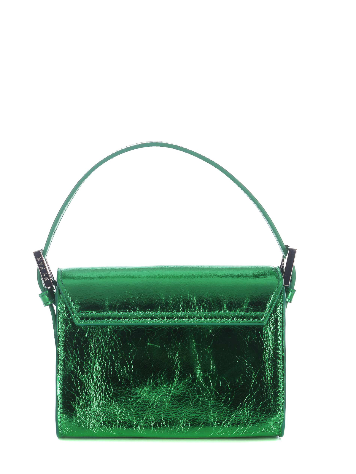 Shop By Far Mini Bag   In Metallic Leather In Green
