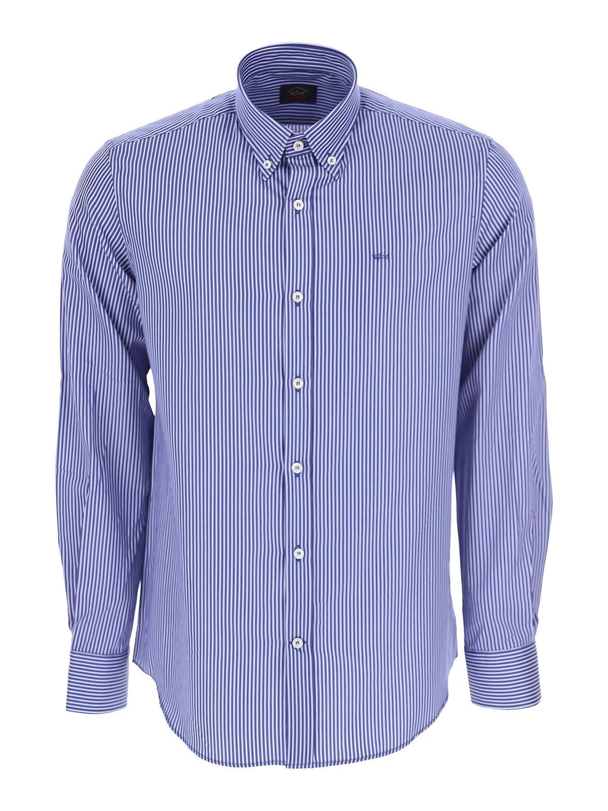 Paul & Shark Striped Shirt With Button Collar In Multi