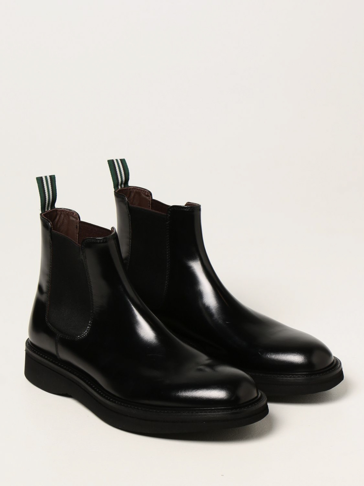 Shop Green George Beatles Ankle Boots In Leather Po In Black