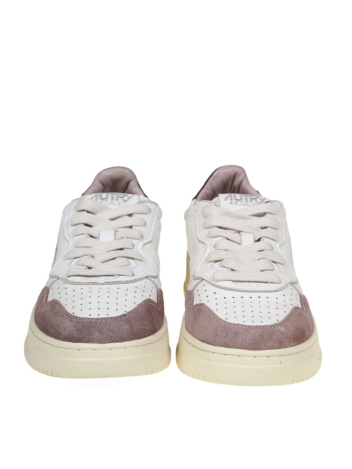 Autry Sneakers Donna Pelle E Camoscio - Modello AULM LS74 - Colore Bianco Argento - Suola Gomma
