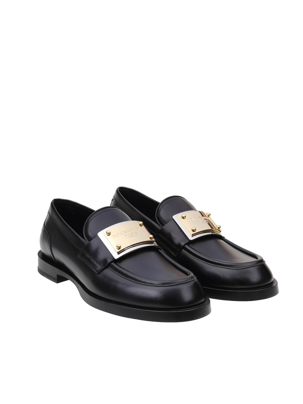 Shop Dolce & Gabbana Leather Moccasin In Black