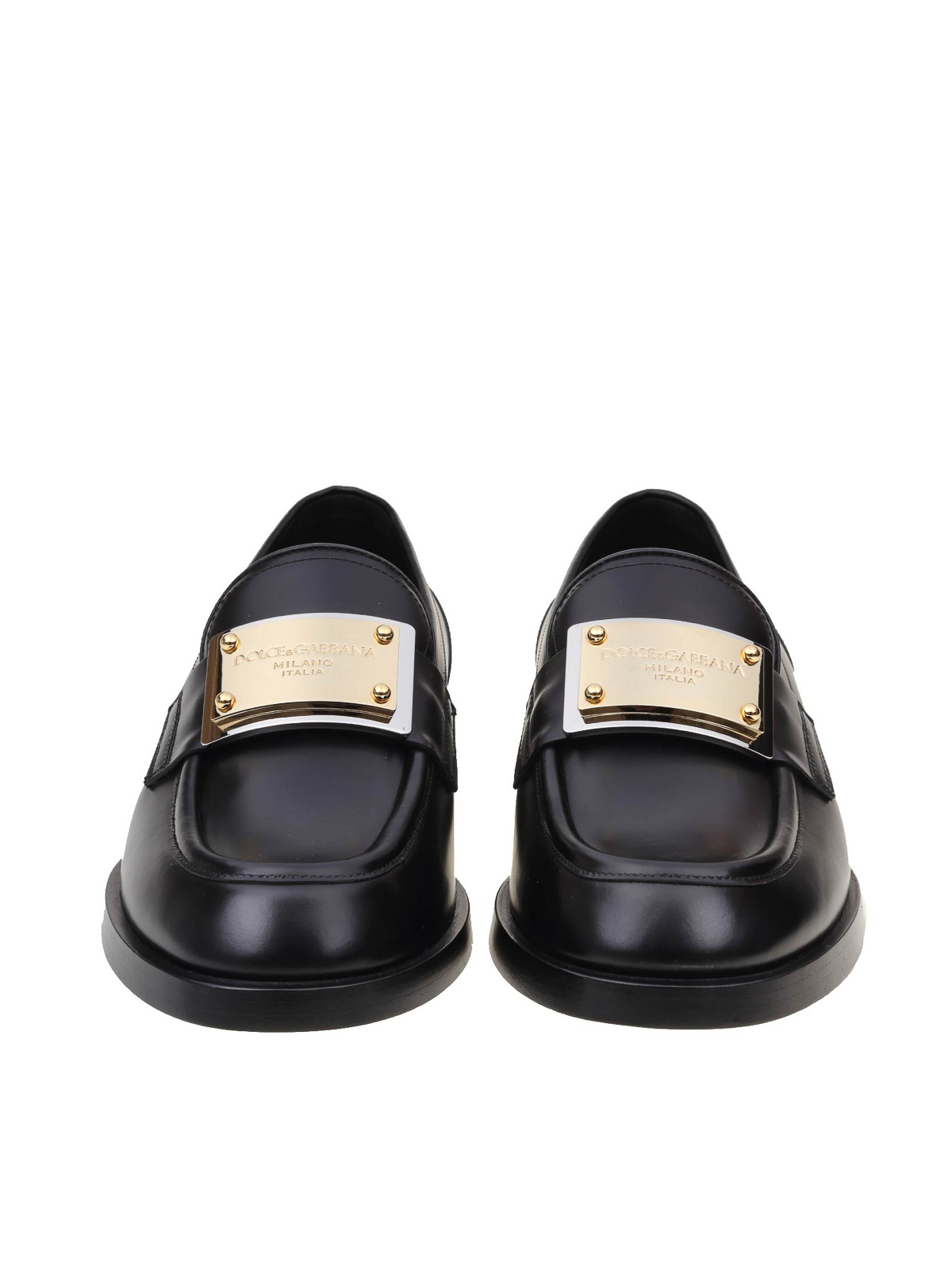 Shop Dolce & Gabbana Leather Moccasin In Black
