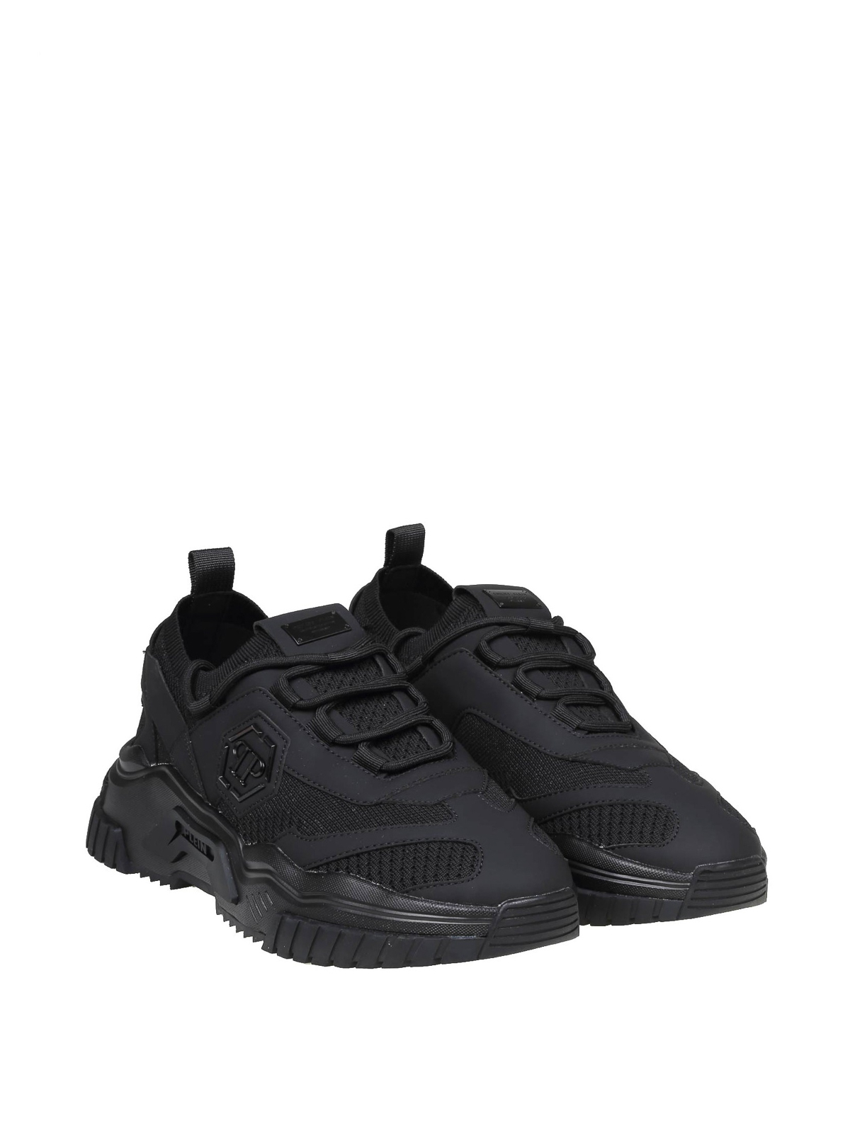 Shop Philipp Plein Black Hexagon Runner Sneakers