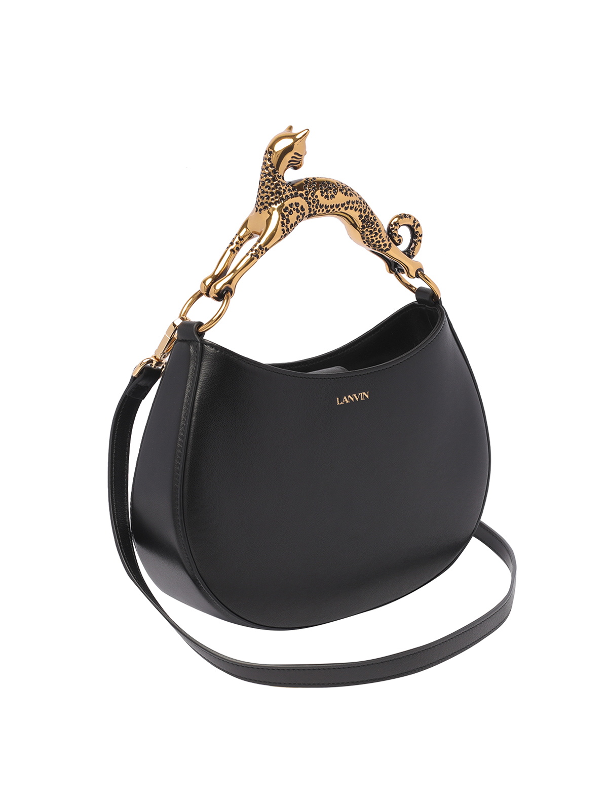 Shop Lanvin Cat Hobo Bag In Black