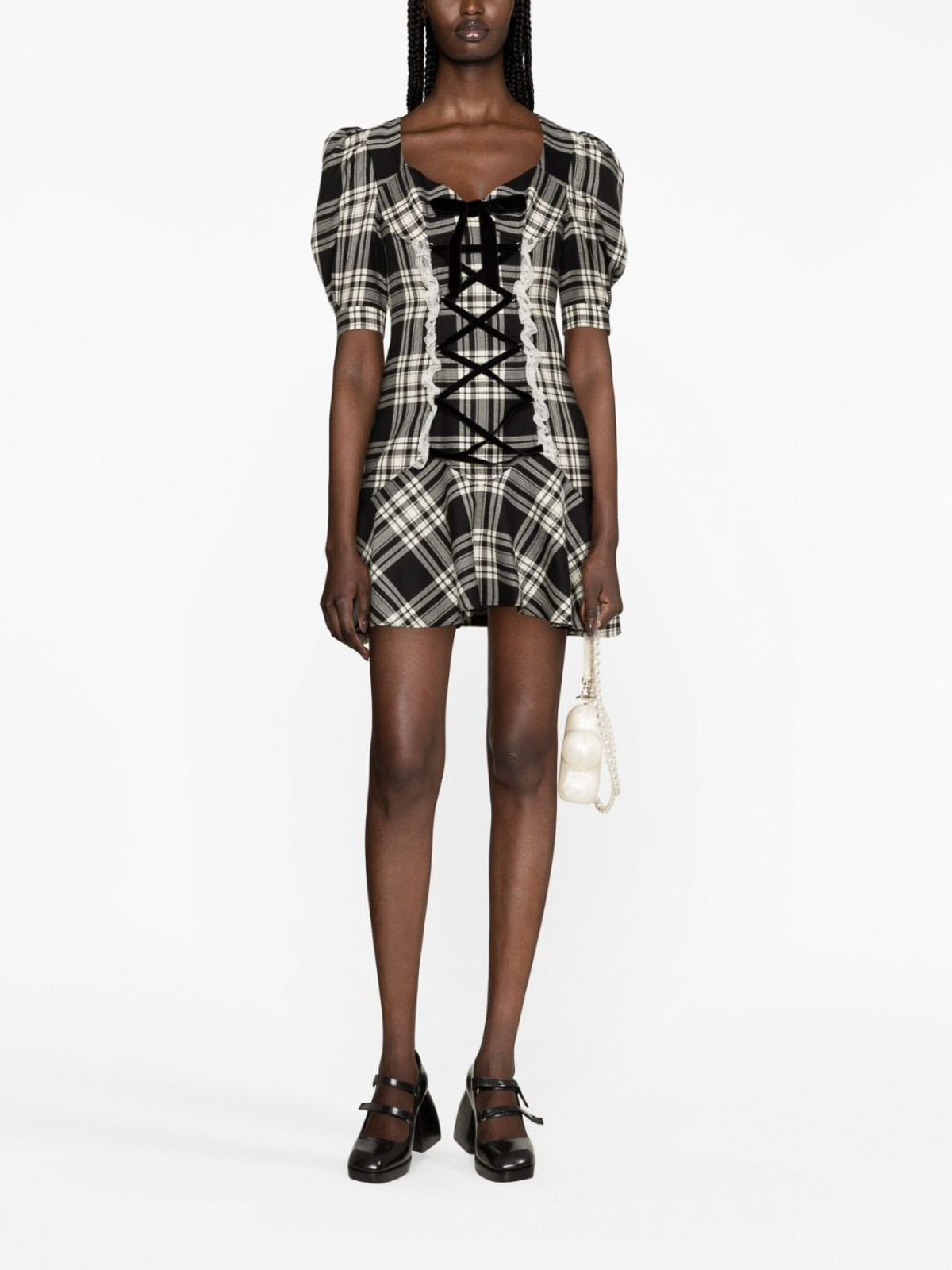 Short dresses Alessandra Rich Alessandra Rich Plaid Check Lace