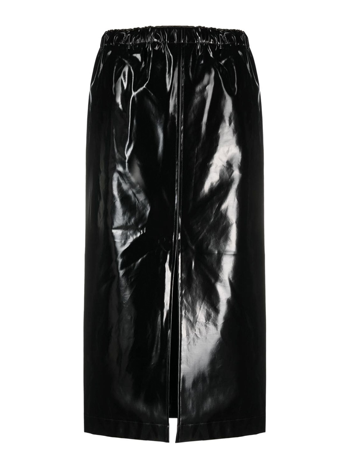 Mm6 Maison Margiela Patent Midi Skirt In Negro